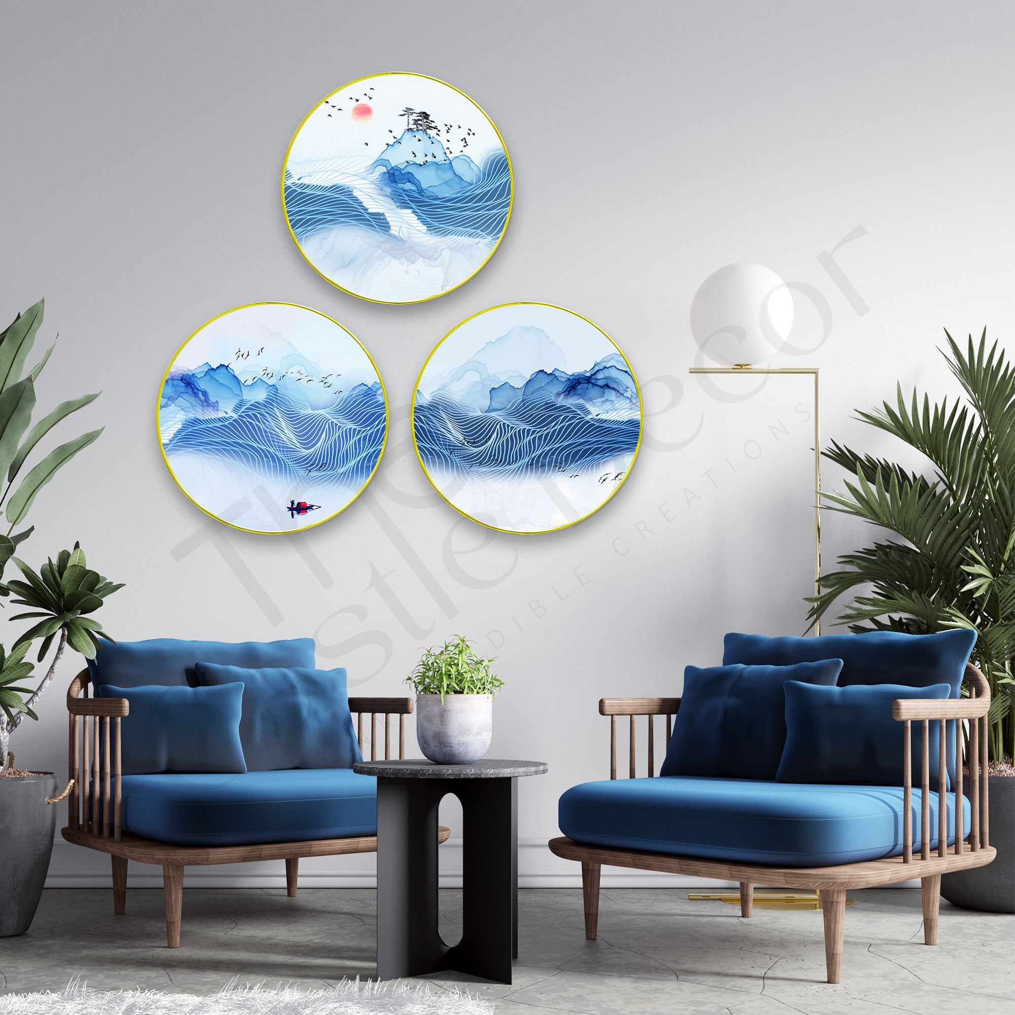 Nature Sparkle Wooden Wall Plates Set of 3 for Home Decoration Art-66