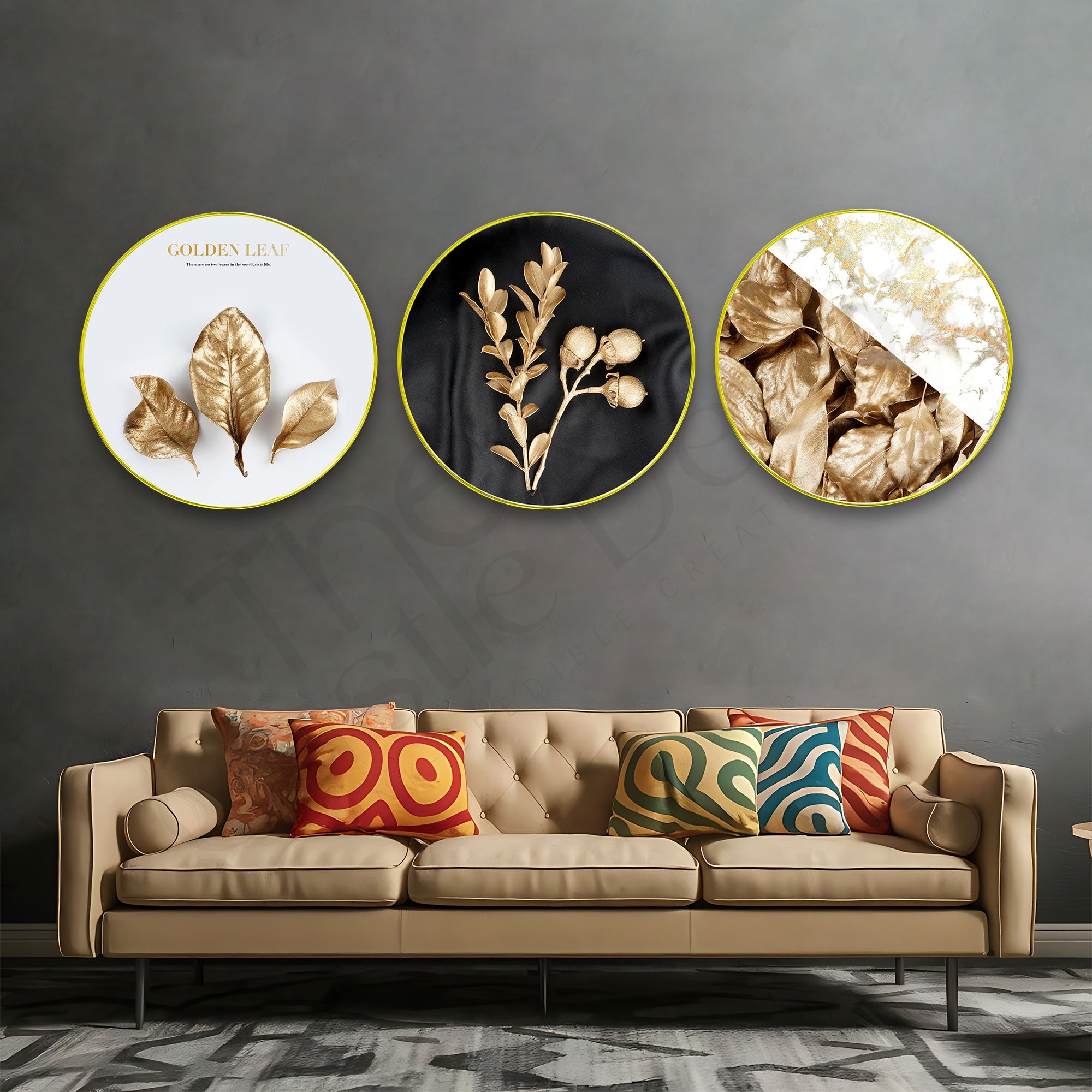 Abstract Sparkle Wooden Wall Plates Set of 3 for Home Decoration Art-54