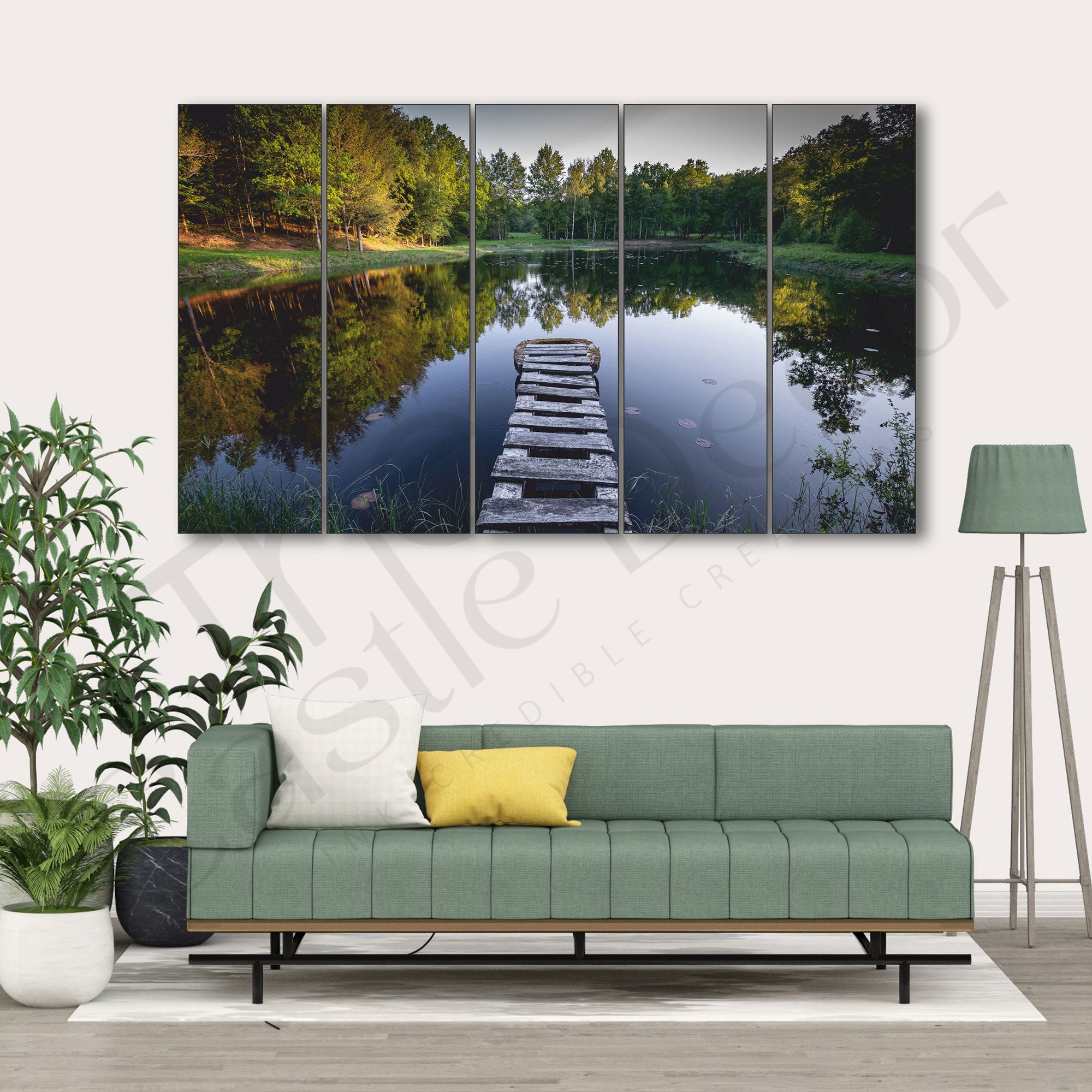 The Castle Decor-Beautiful nature landscape Set of 5 Big Size Frames Wall Art for living Bedroom Hotels-Wooden Framed-Digital Painting