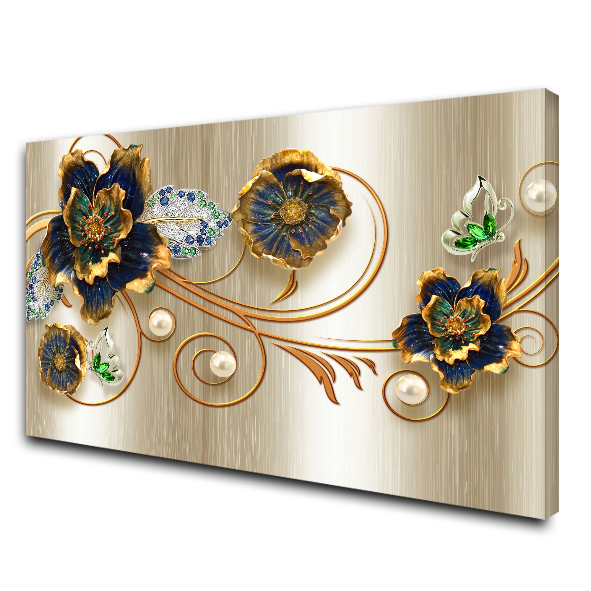 Flower metal look Canvas painting with frame Big Size Wall Art for living room,Bedroom,Drawing room,Hotels