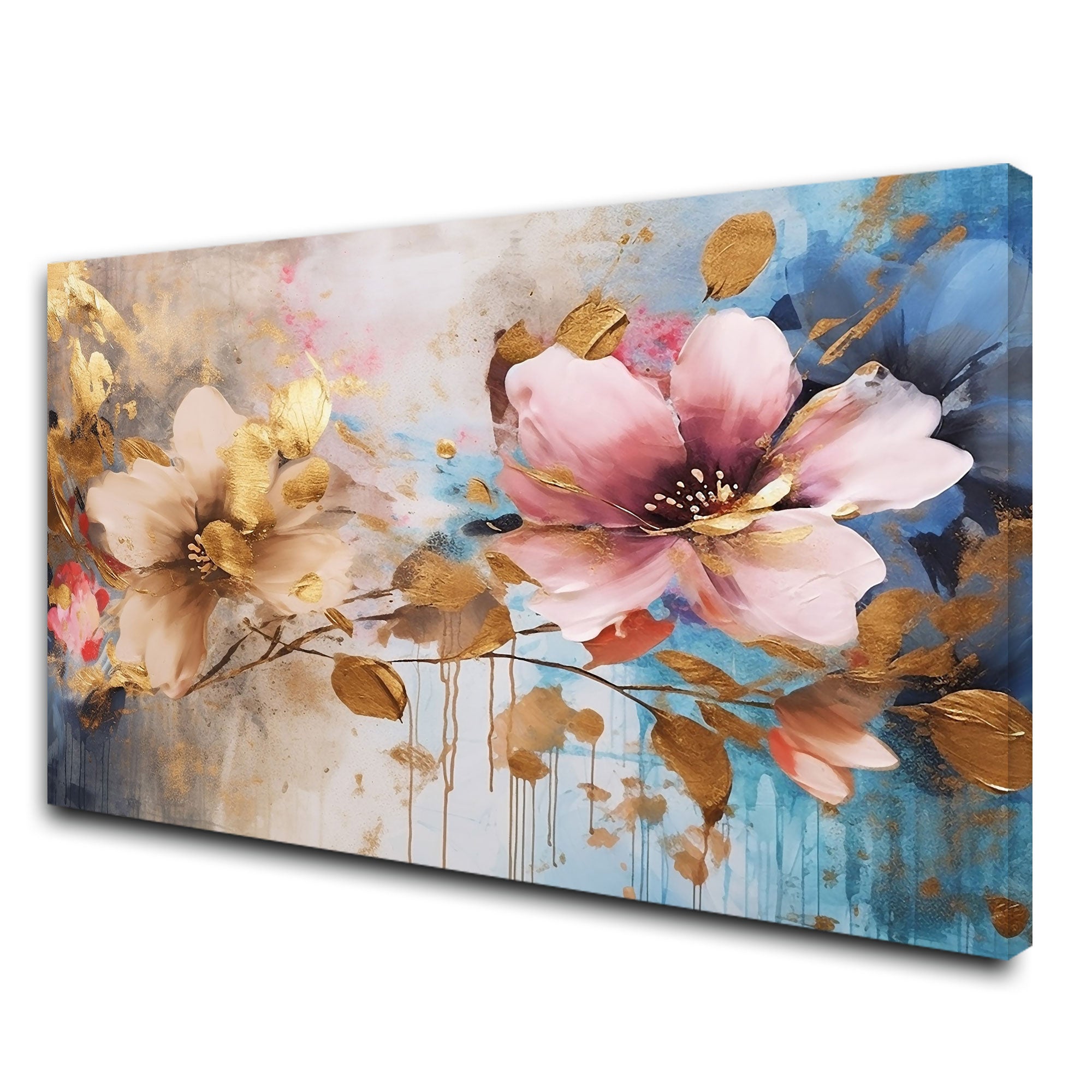 The Castle Decor multiple flower canvas/Sparkle painting with frame Big Size Wall Art for living room,Bedroom,Drawing room,Hotels-Wooden Framed-Digital Painting