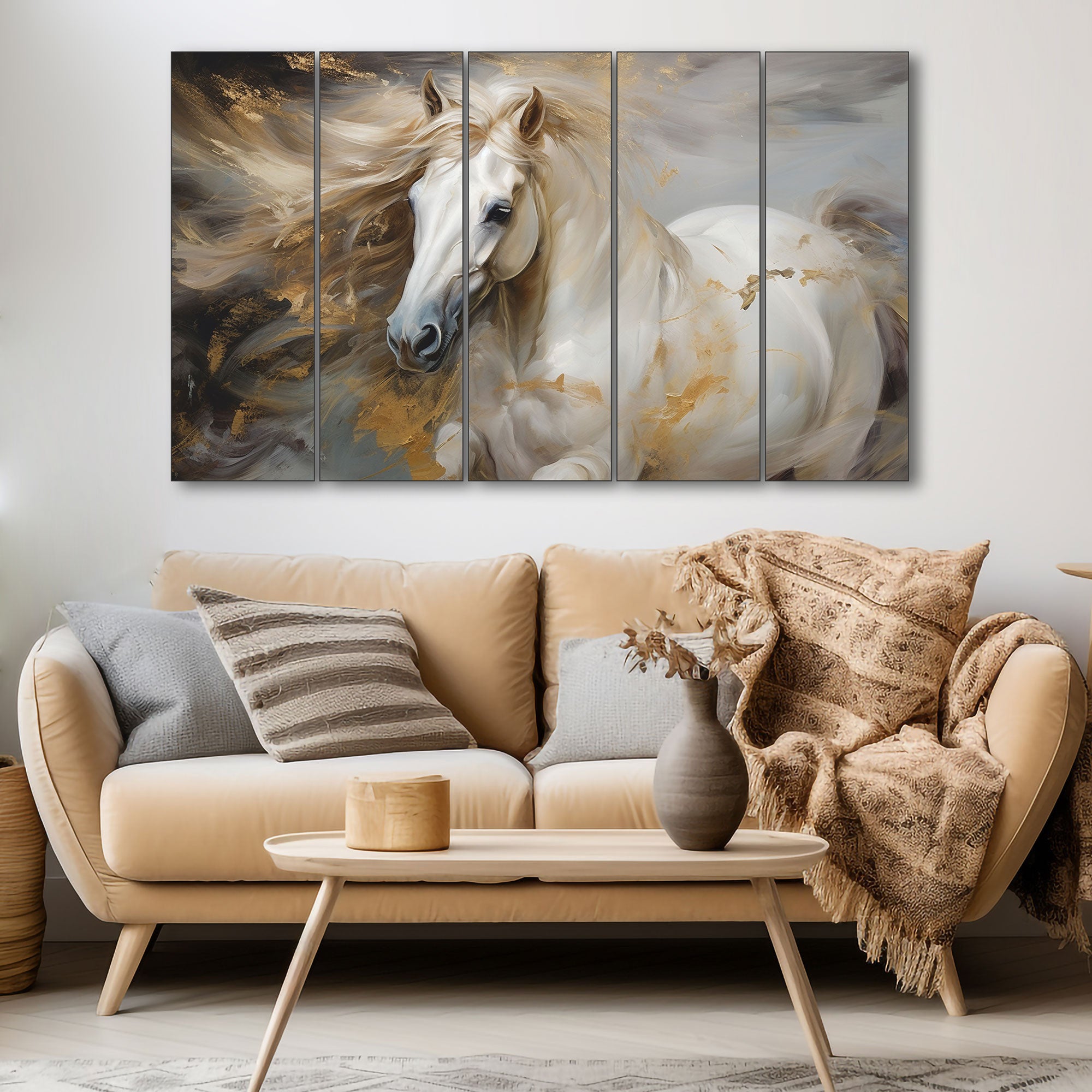 Modern Horses Painting with frame Big Size Wall Art for living room,Bedroom,Drawing room,Hotels