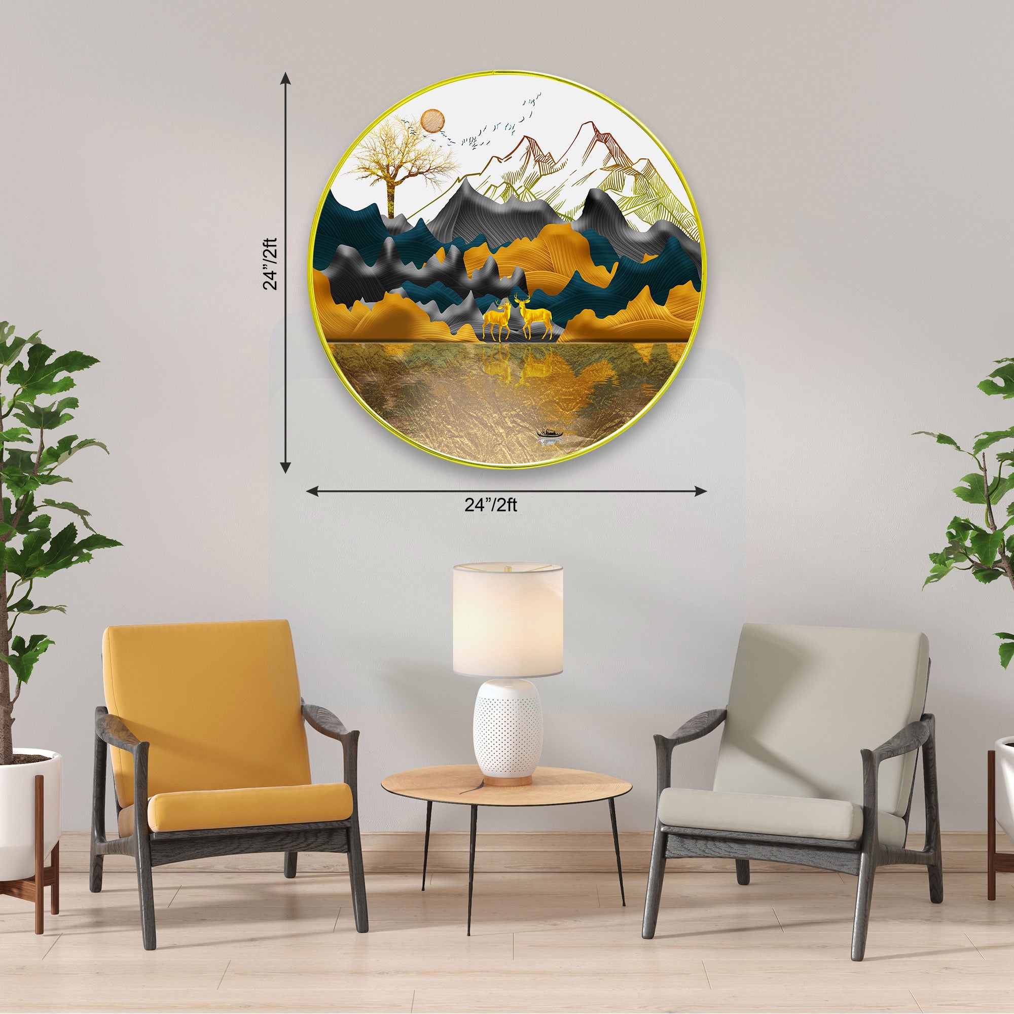 Deer Sparkle Wooden Wall Plate for Home Decoration Art-09