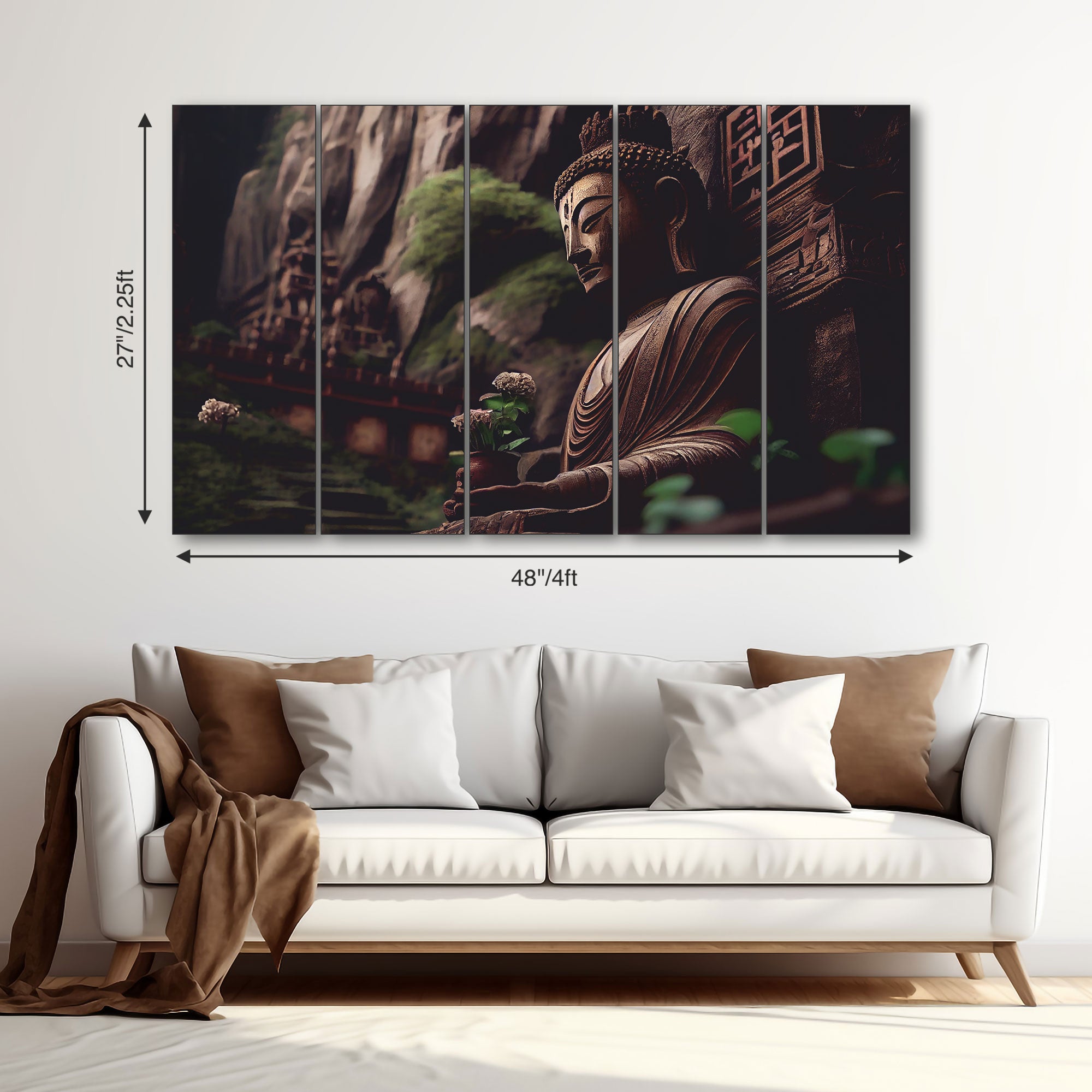Lord Budha Painting with frame Big Size Wall Art for living room,Bedroom,Drawing room,Hotels