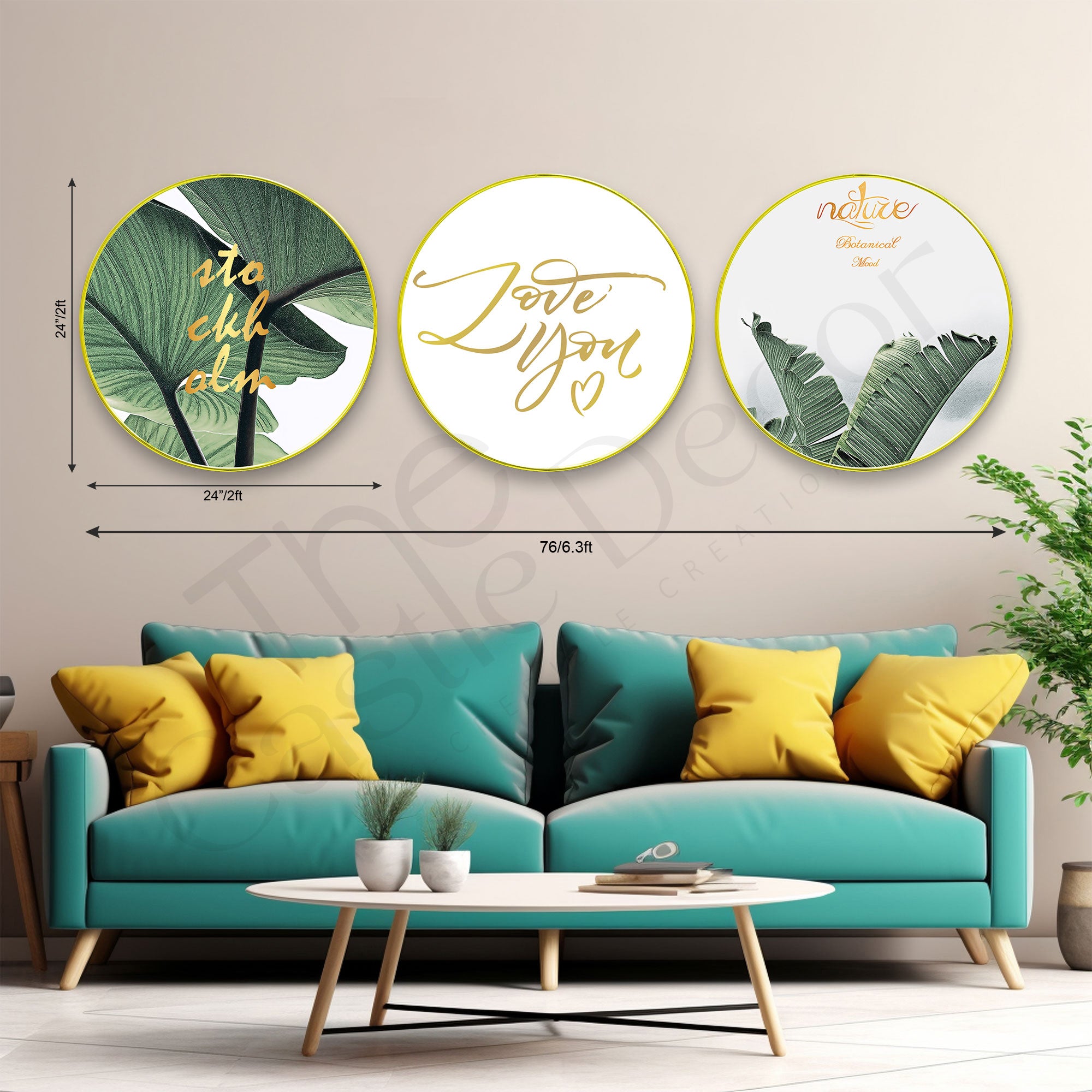 Abstract Sparkle Wooden Wall Plates Set of 3 for Home Decoration Art-69
