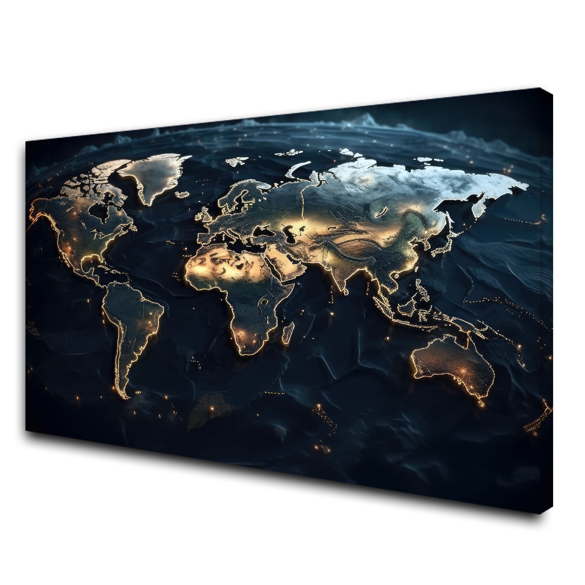 World map Canvas painting with frame Big Size Wall Art for living room,Bedroom,Drawing room,Hotels