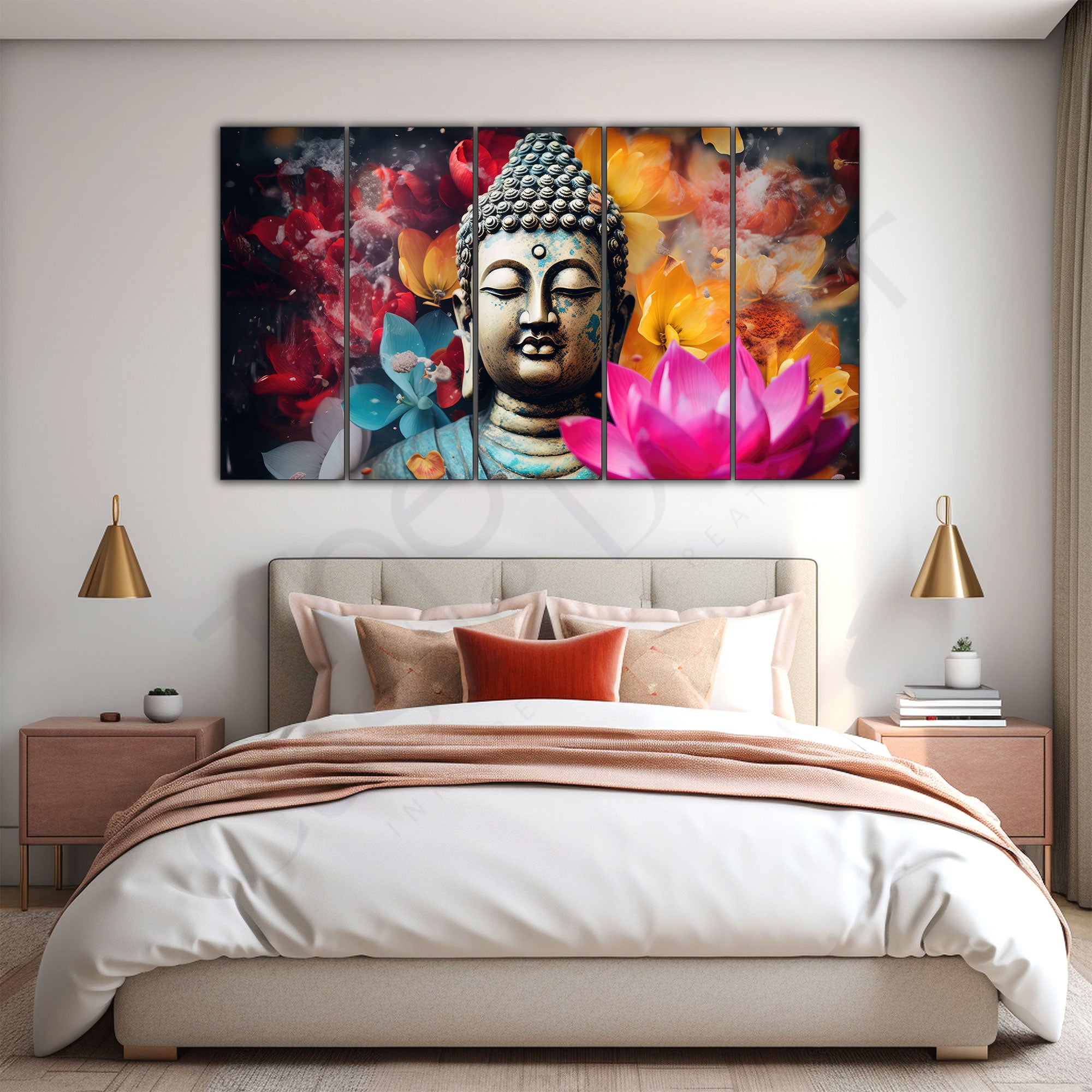Lord Budha Painting with frame Big Size Wall Art for living room,Bedroom,Drawing room,Hotels
