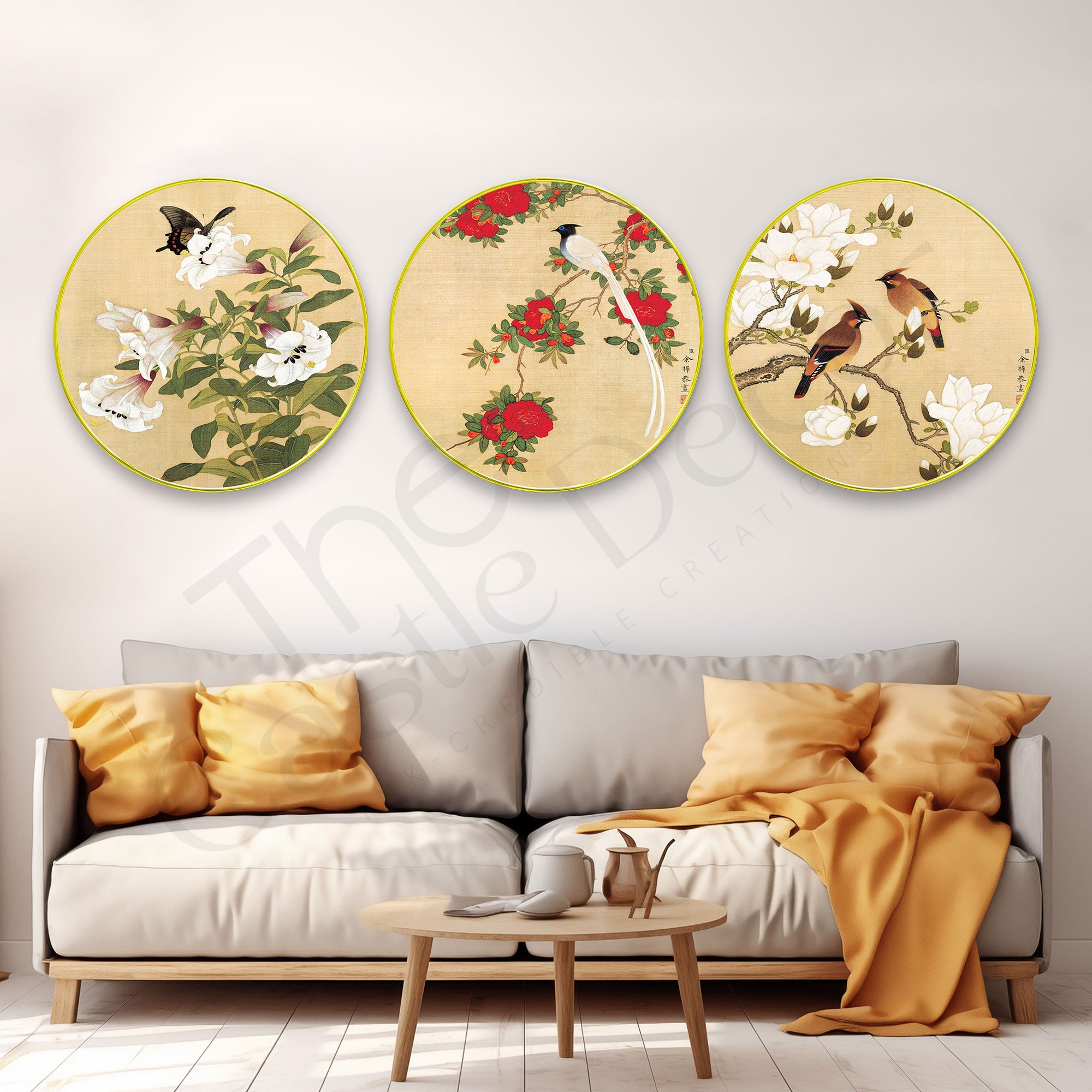 Abstract Sparkle Wooden Wall Plates Set of 3 for Home Decoration Art-58