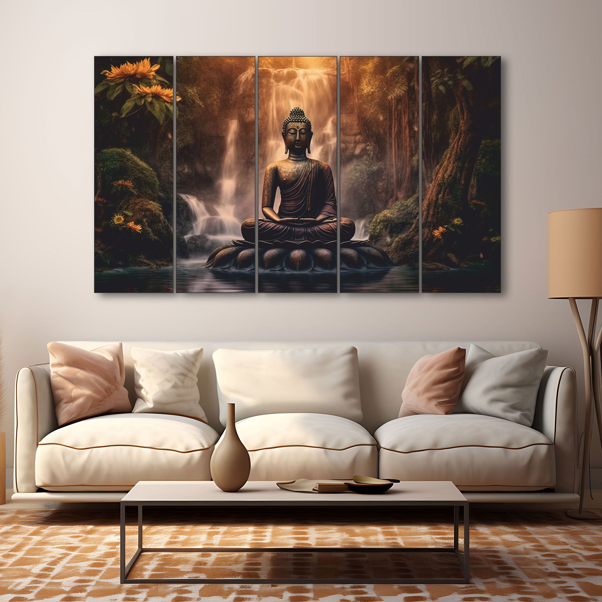 Lord Budha Painting with frame Big Size Wall Art for living room,Bedroom,Drawing room,Hotels