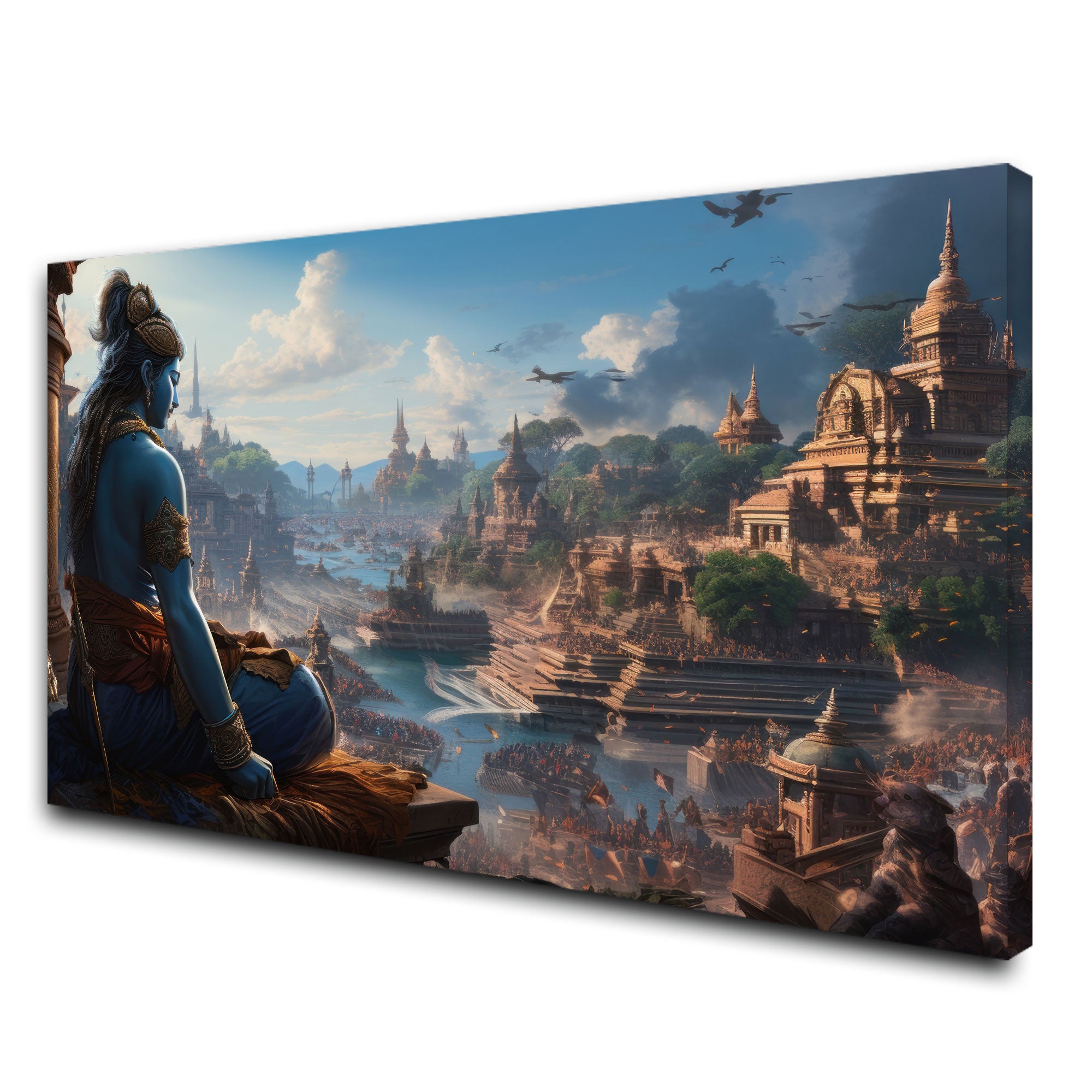 Lord rama Canvas painting with frame Big Size Wall Art for living room,Bedroom,Drawing room,Hotels