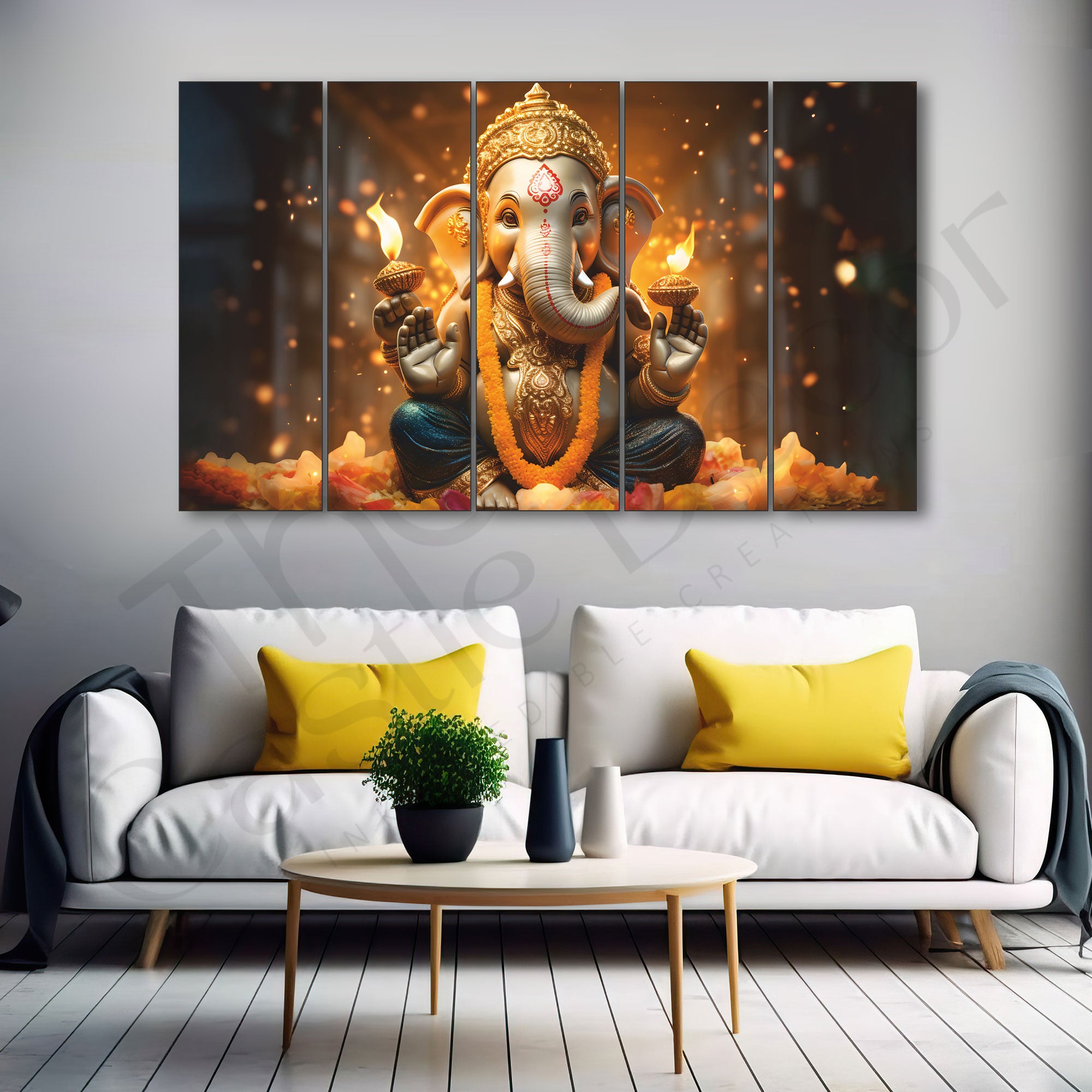Ganesha Painting with frame Big Size Wall Art for living room,Bedroom,Drawing room,Hotels
