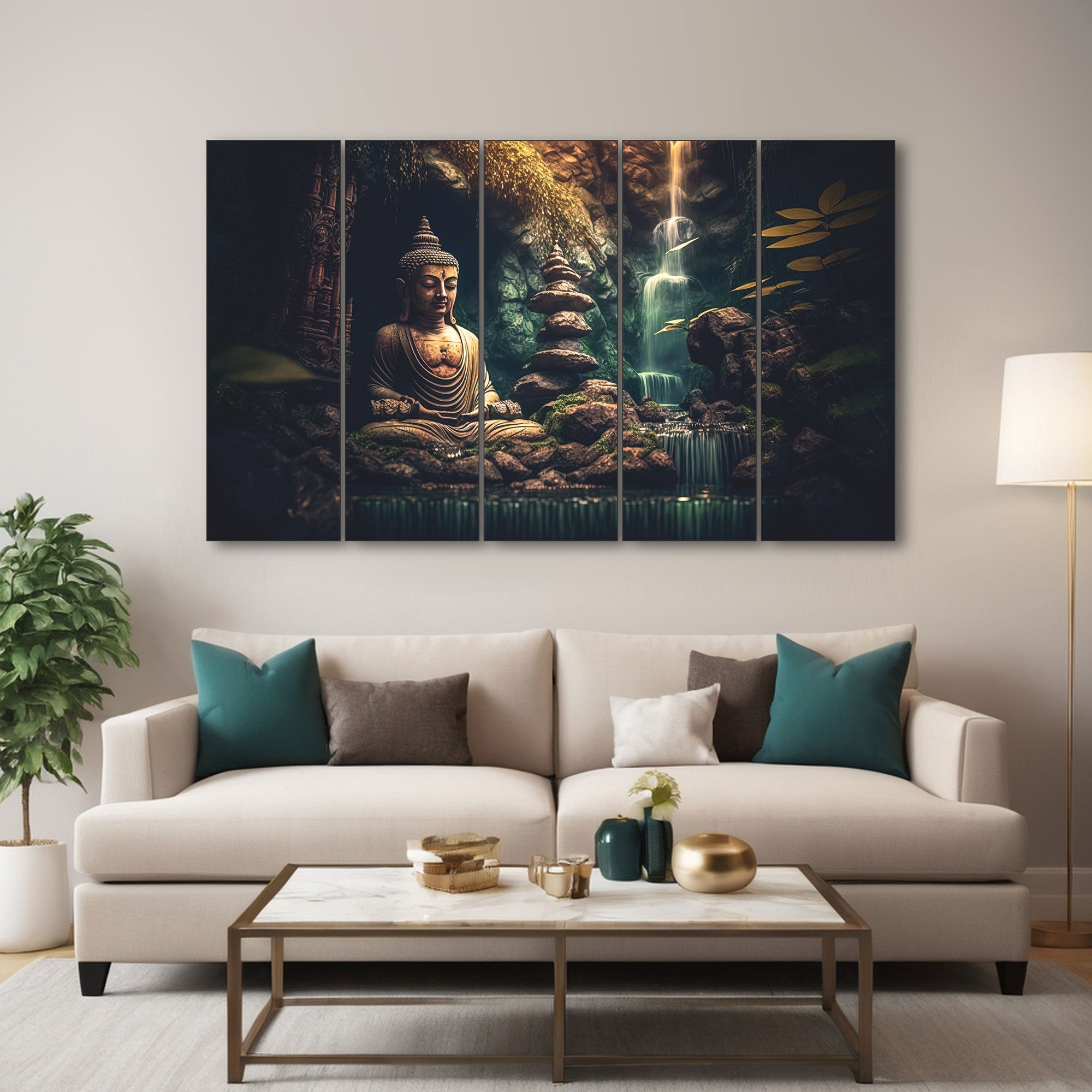 Lord Budha Painting with frame Big Size Wall Art for living room,Bedroom,Drawing room,Hotels