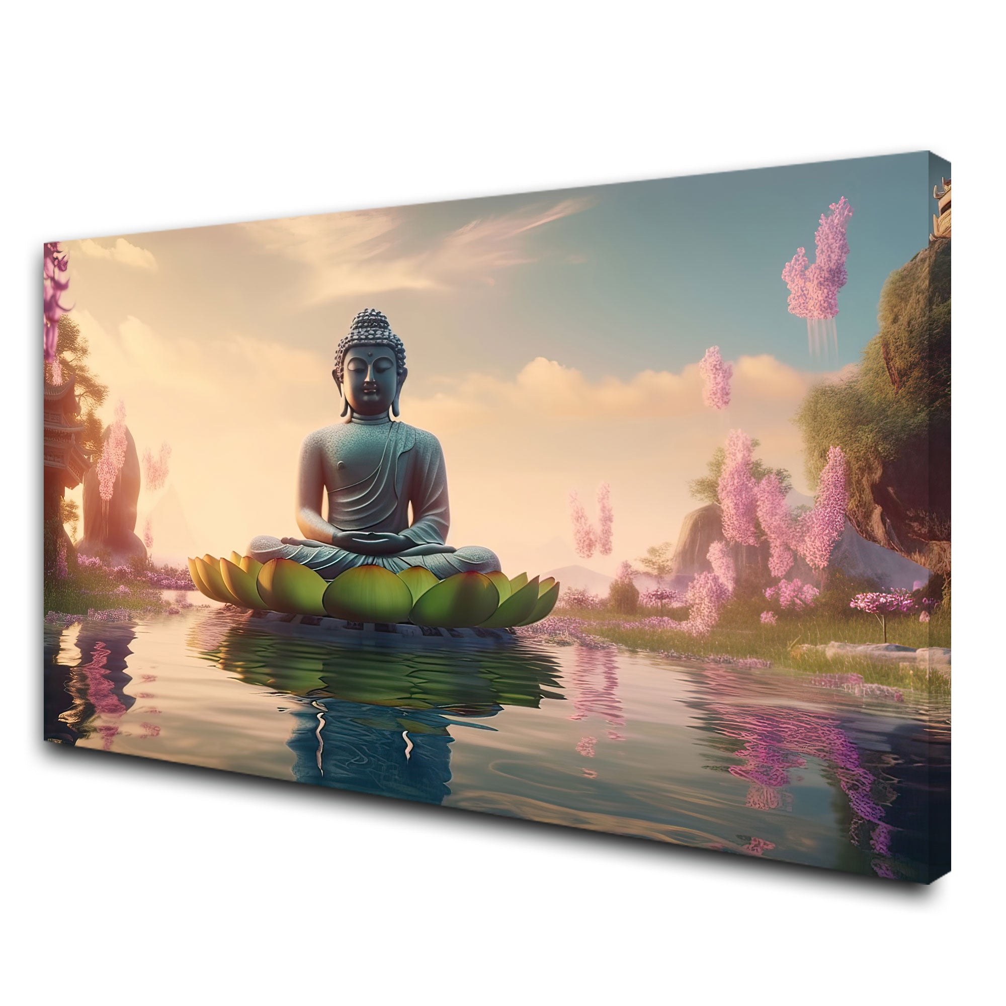 Lord budha meditating Canvas painting with frame Big Size Wall Art for living room,Bedroom,Drawing room,Hotels