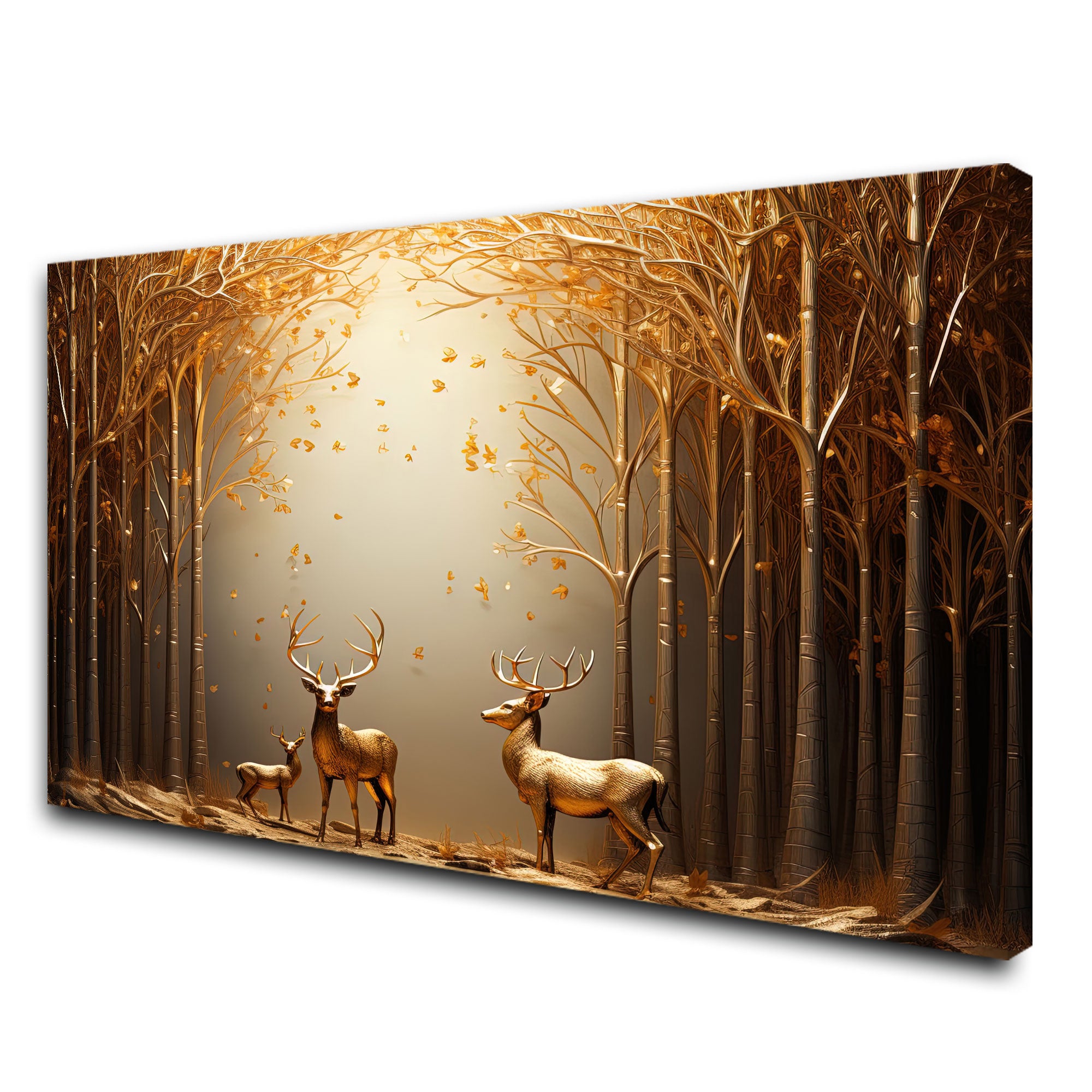 Golden deer Canvas painting with frame Big Size Wall Art for living room,Bedroom,Drawing room,Hotels