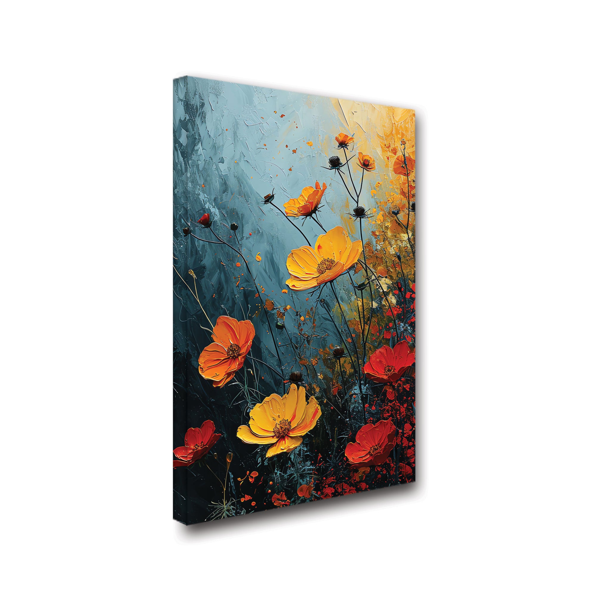 Multi colours flowers Canvas painting with frame Big Size Wall Art for living room,Bedroom,Drawing room,Hotels