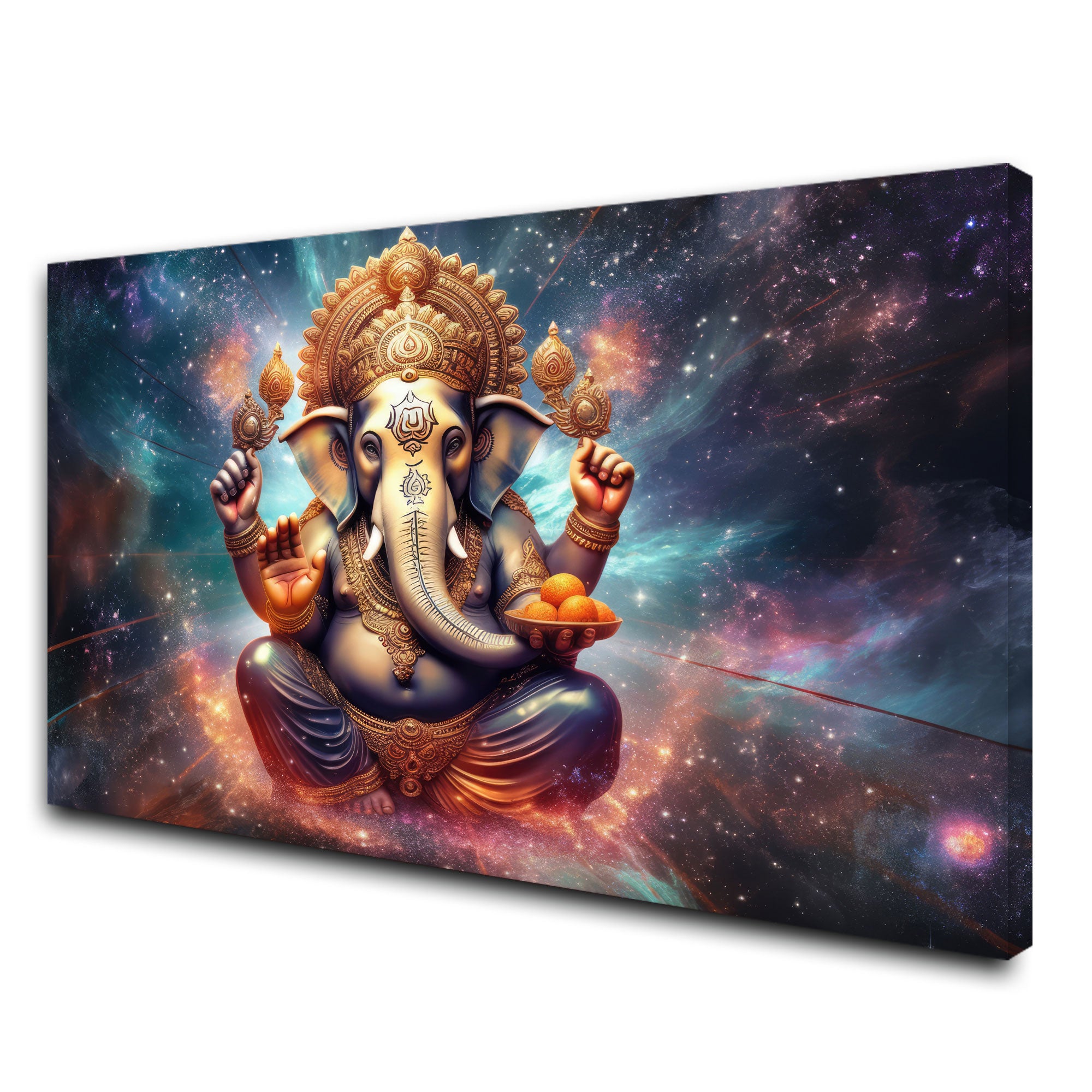Lord ganesha Canvas painting with frame Big Size Wall Art for living room,Bedroom,Drawing room,Hotels