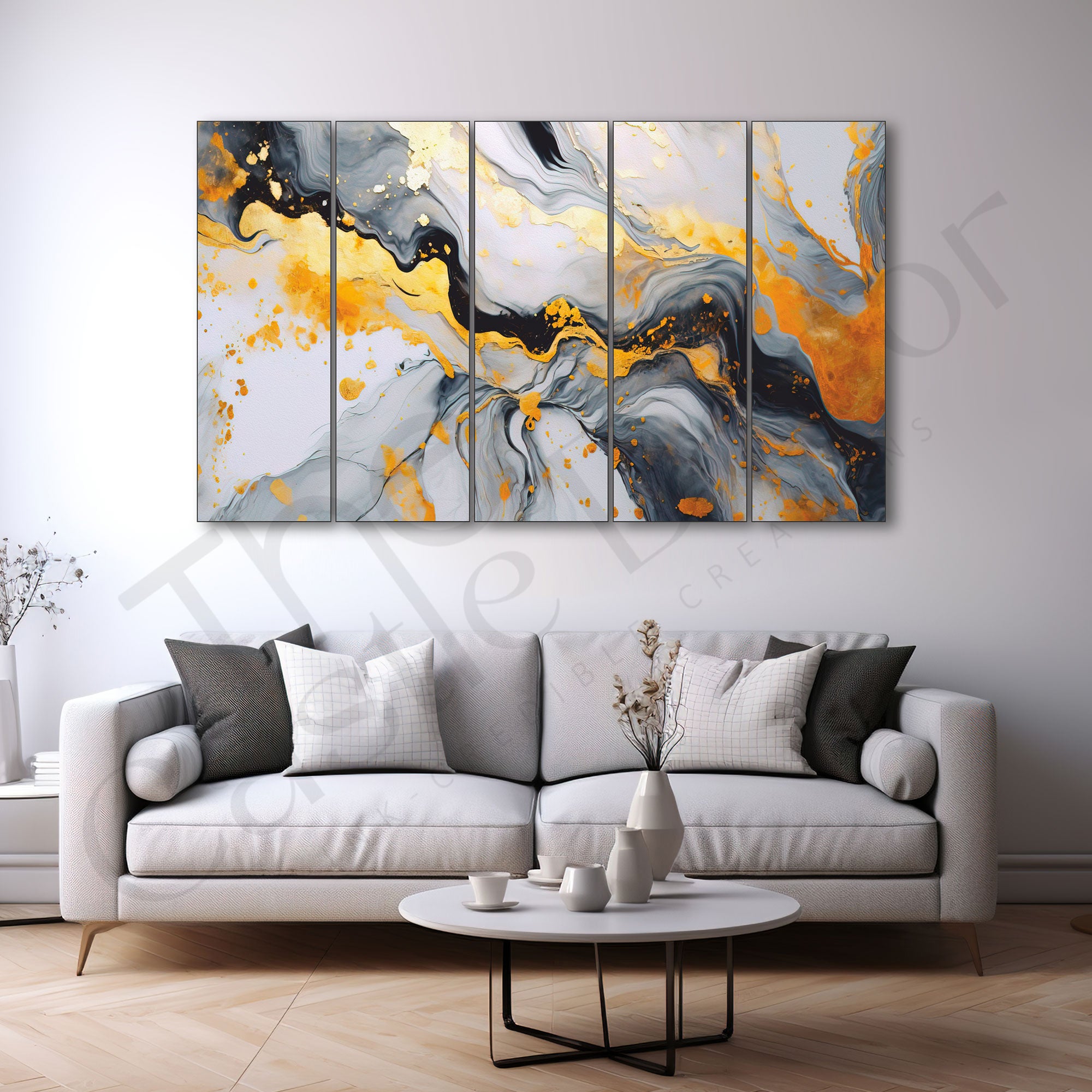 Marble Abstract Painting with frame Big Size Wall Art for living room,Bedroom,Drawing room,Hotels 27x48"