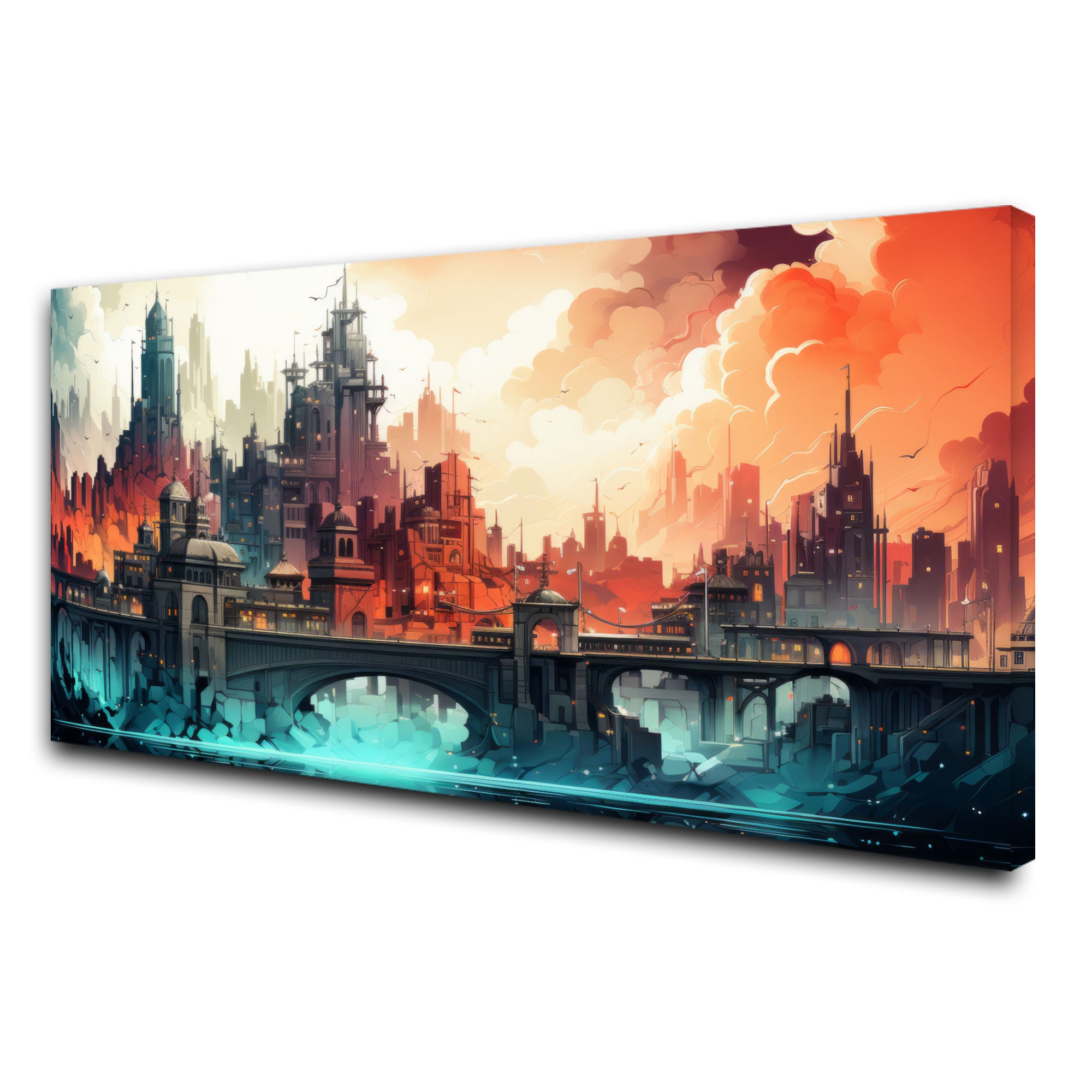 CityAbstract Canvas painting with frame Big Size Wall Art for living room,Bedroom,Drawing room,Hotels