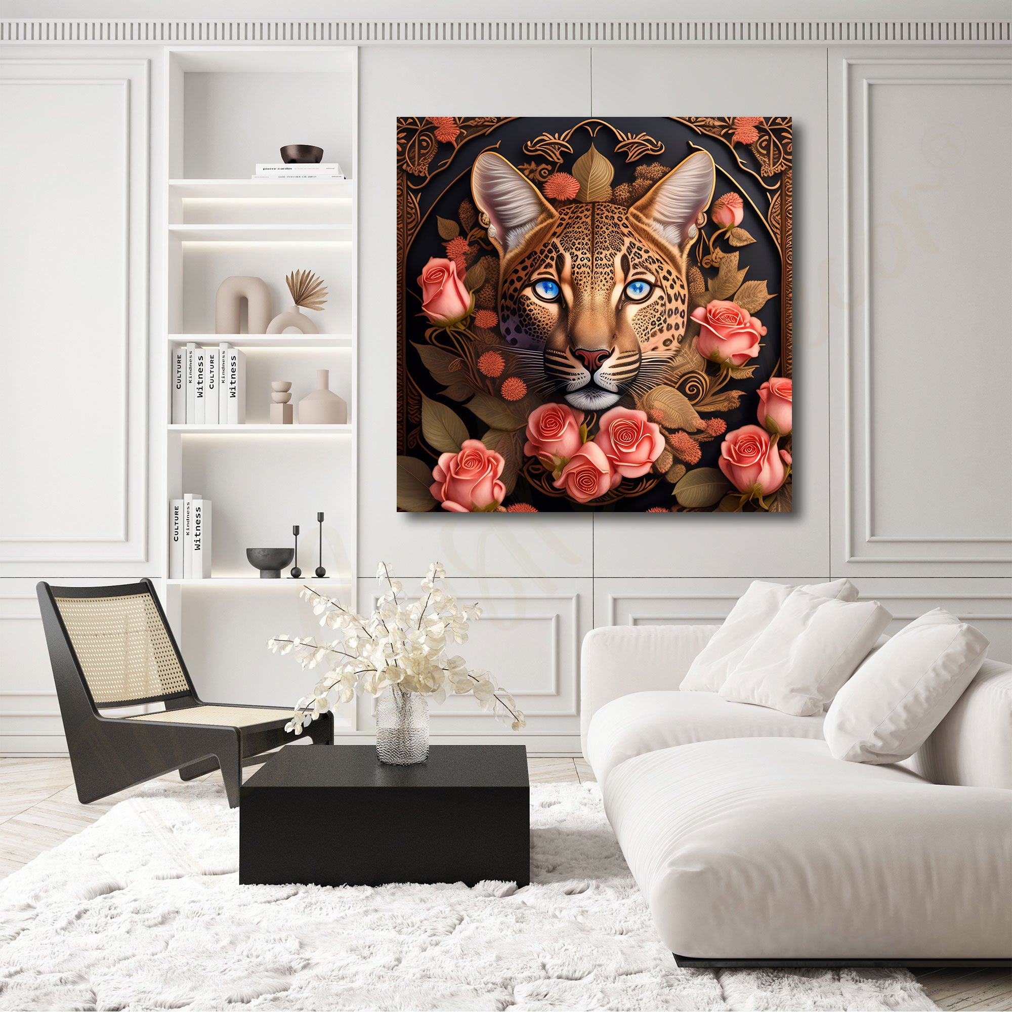 Leopard painting with frame Big Size Wall Art for living room,Bedroom,Drawing room,Hotels