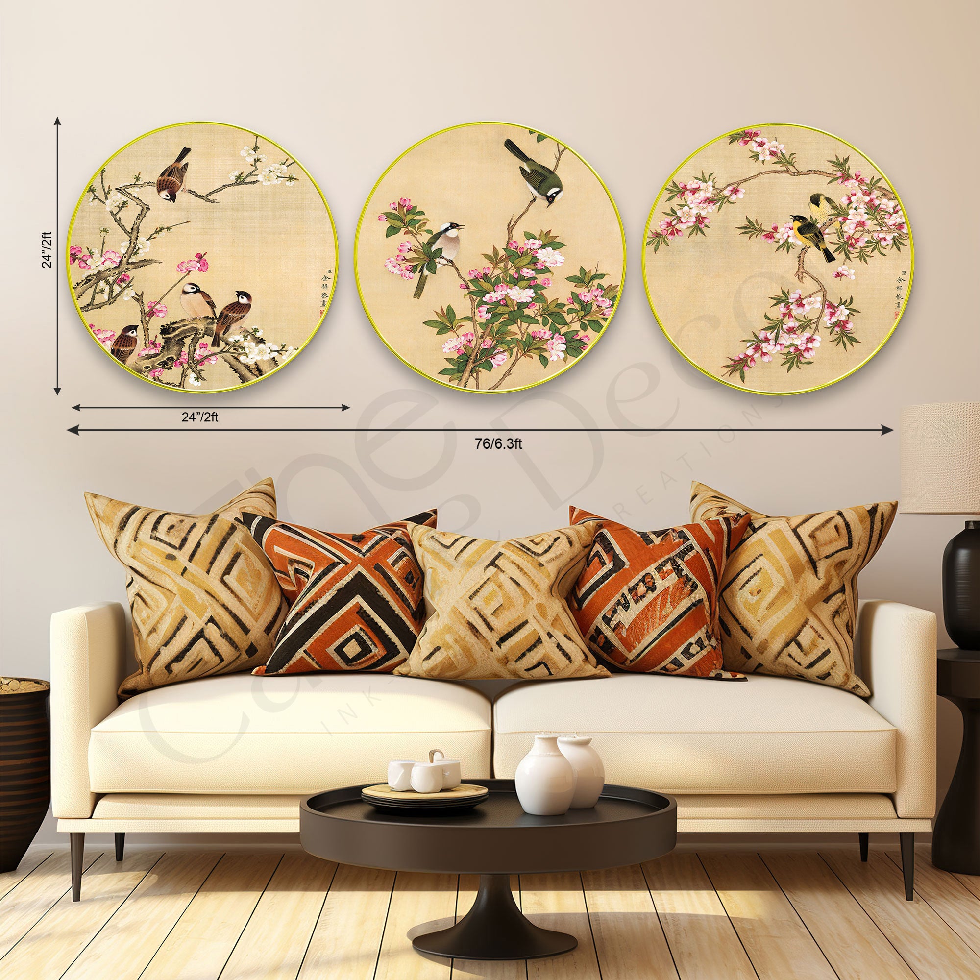 Birds Sparkle Wooden Wall Plates Set of 3 for Home Decoration Art-52