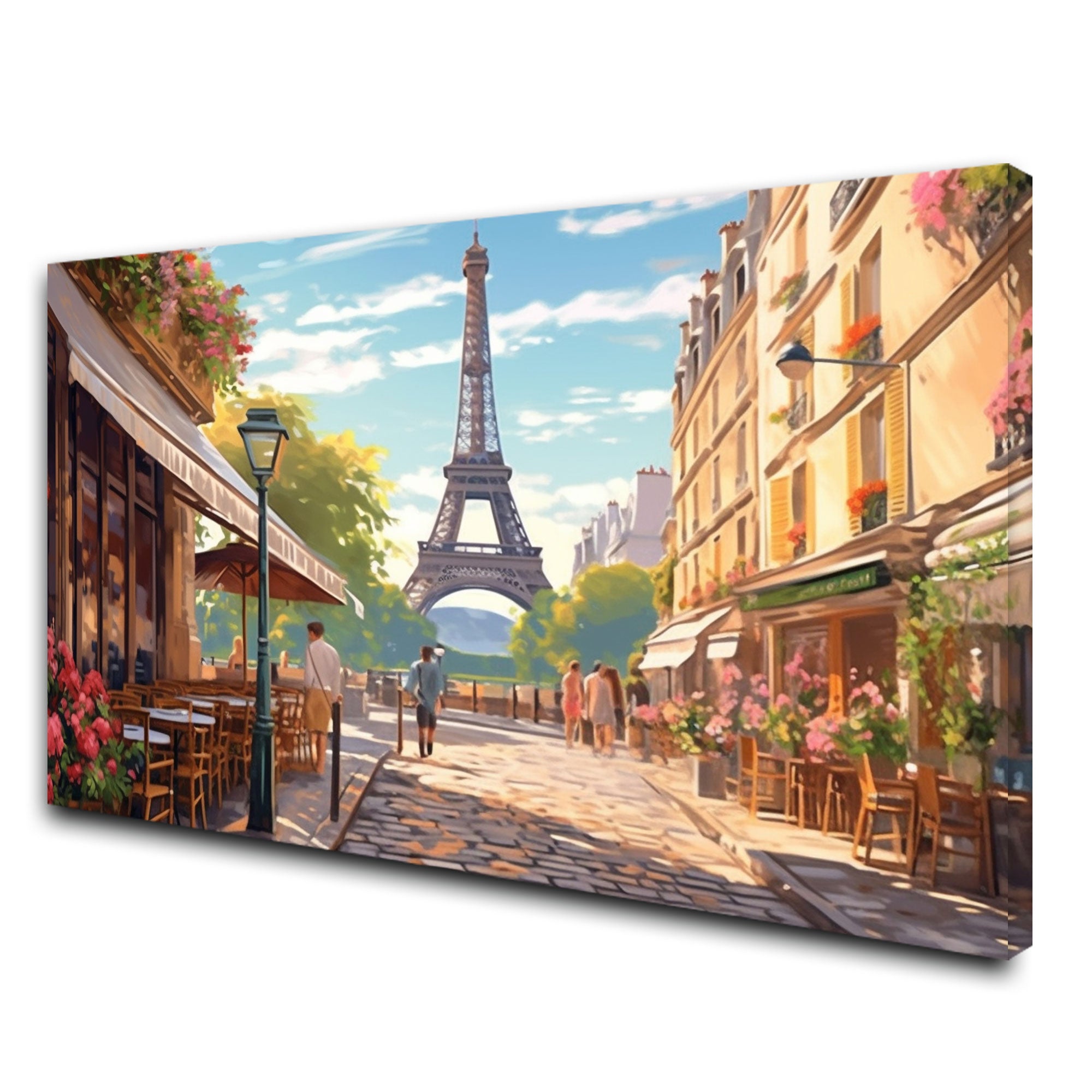 The Castle Decor cafe paris canvas/Sparkle painting Big Size Wall Art for living room,Bedroom,Drawing room,Hotels-Wooden Framed-Digital Painting