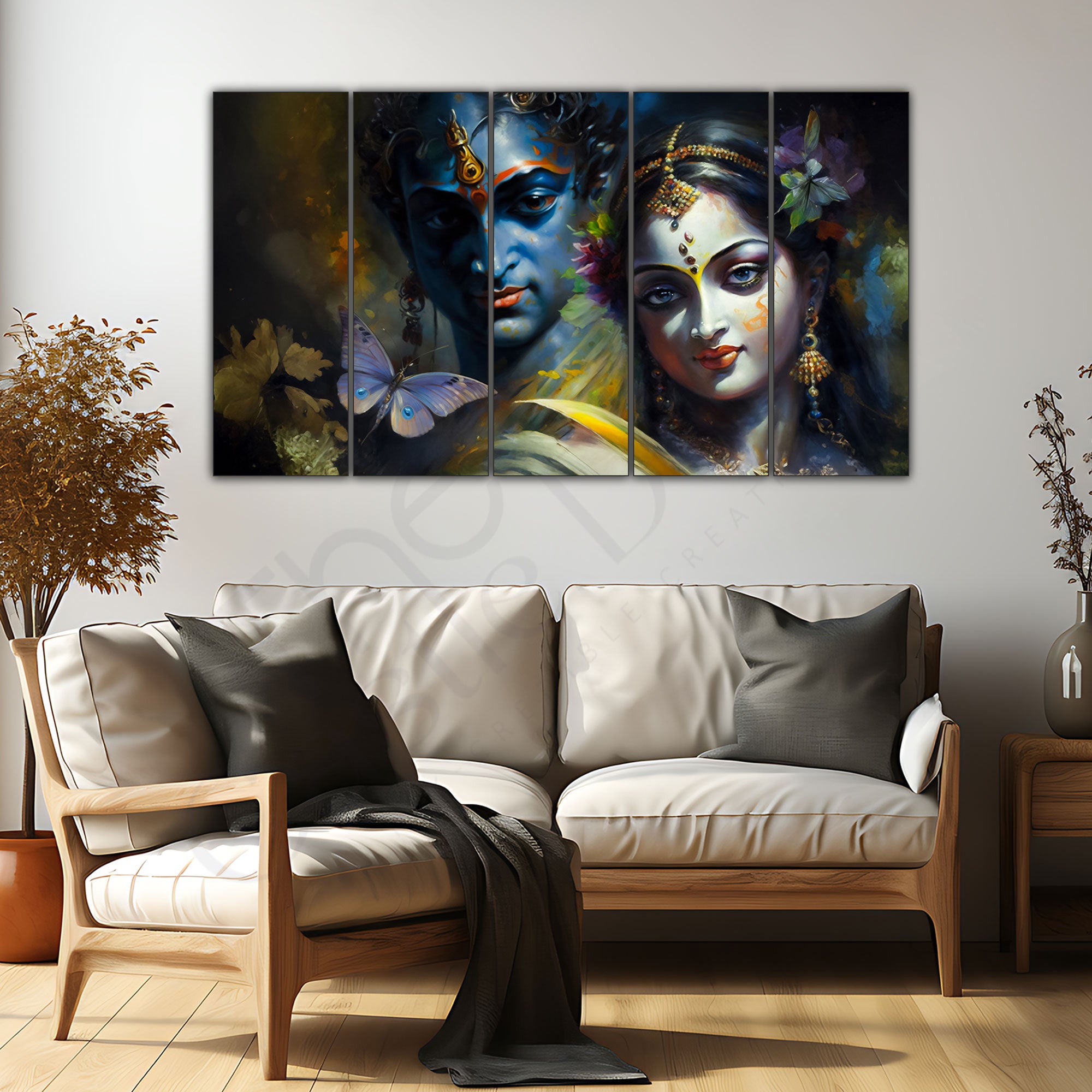 Radha Krishna Painting with frame Big Size Wall Art for living room,Bedroom,Drawing room,Hotels