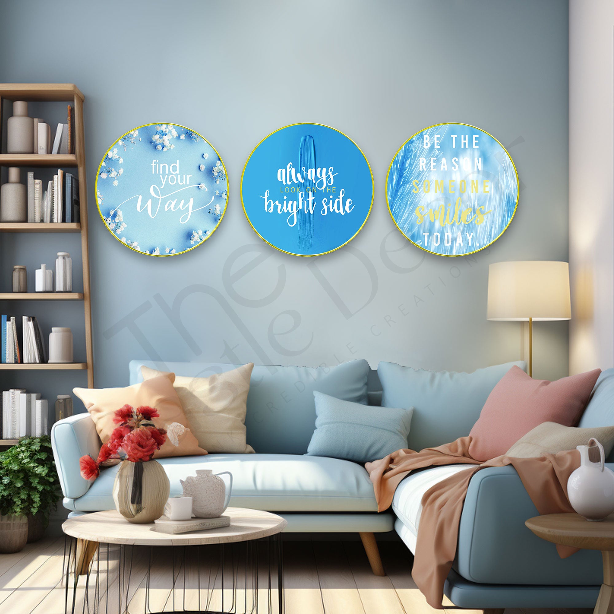 Abstract Sparkle Wooden Wall Plates Set of 3 for Home Decoration Art-68