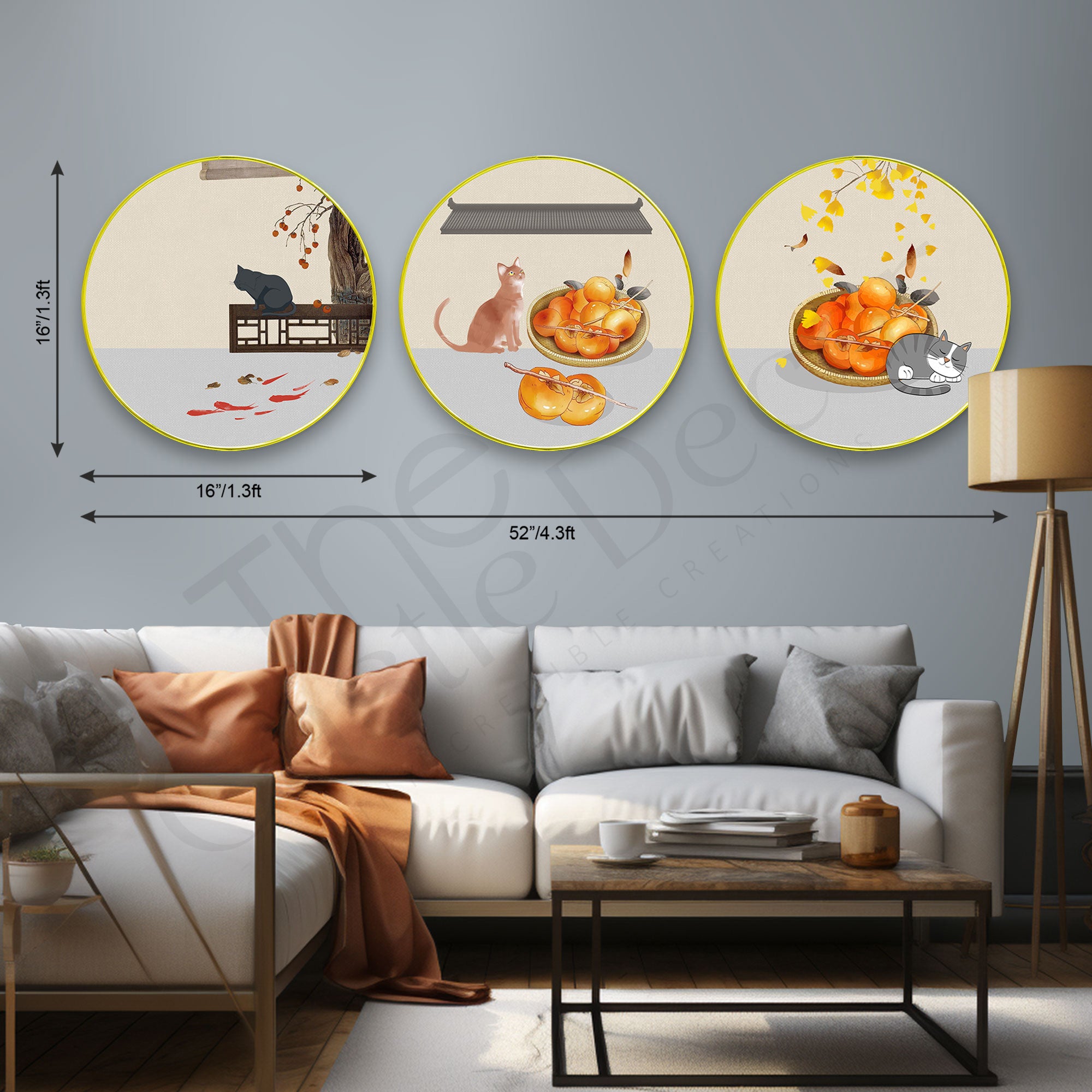 Japanese Sparkle Wooden Wall Plates Set of 3 for Home Decoration Art-62