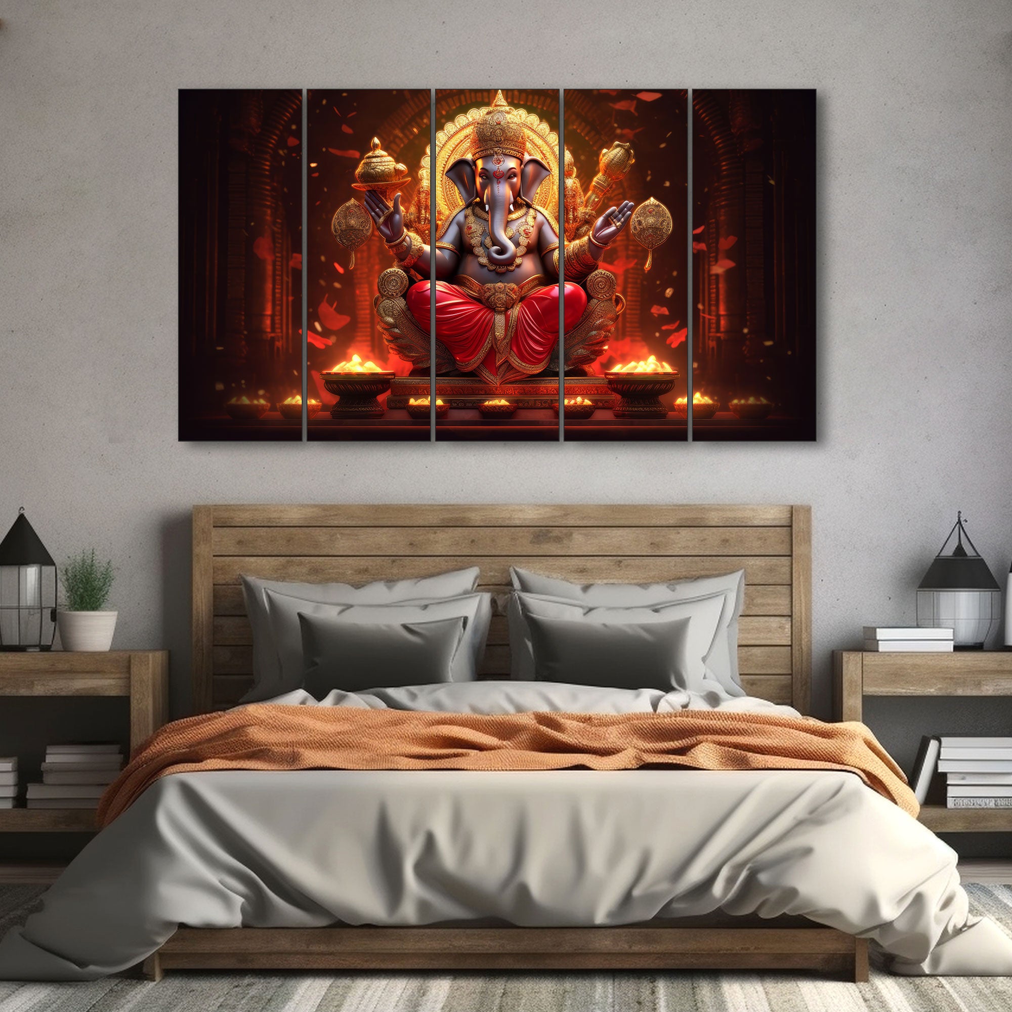 Lord Ganesha Painting with frame Big Size Wall Art for living room,Bedroom,Drawing room,Hotels