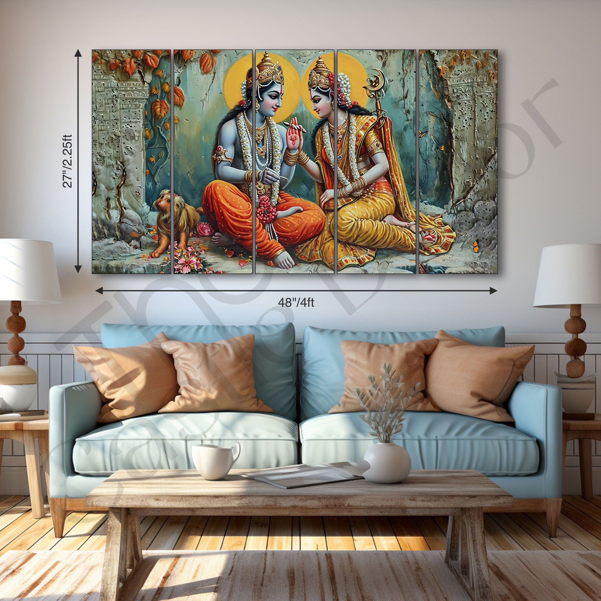 Radha Krishna Painting with frame Big Size Wall Art for living room,Bedroom,Drawing room,Hotels