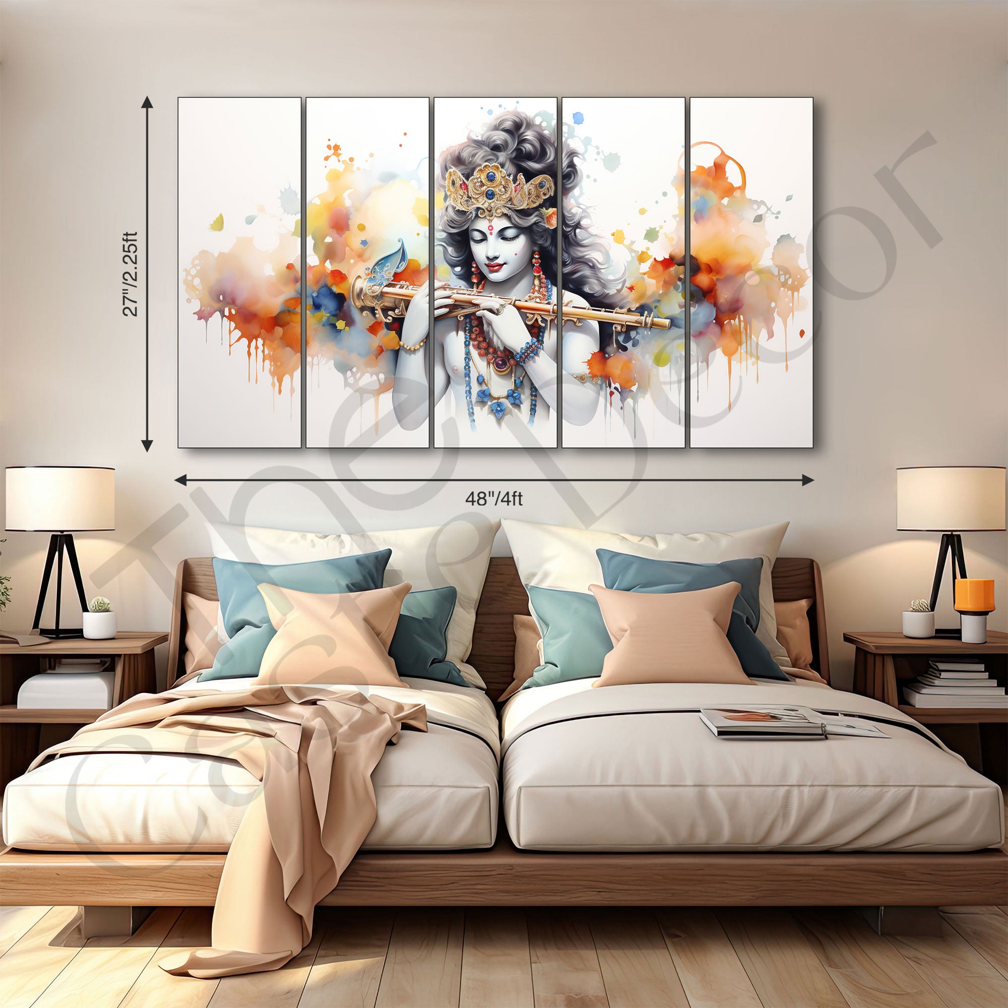 Krishna Ji Painting with frame Big Size Wall Art for living room,Bedroom,Drawing room,Hotels