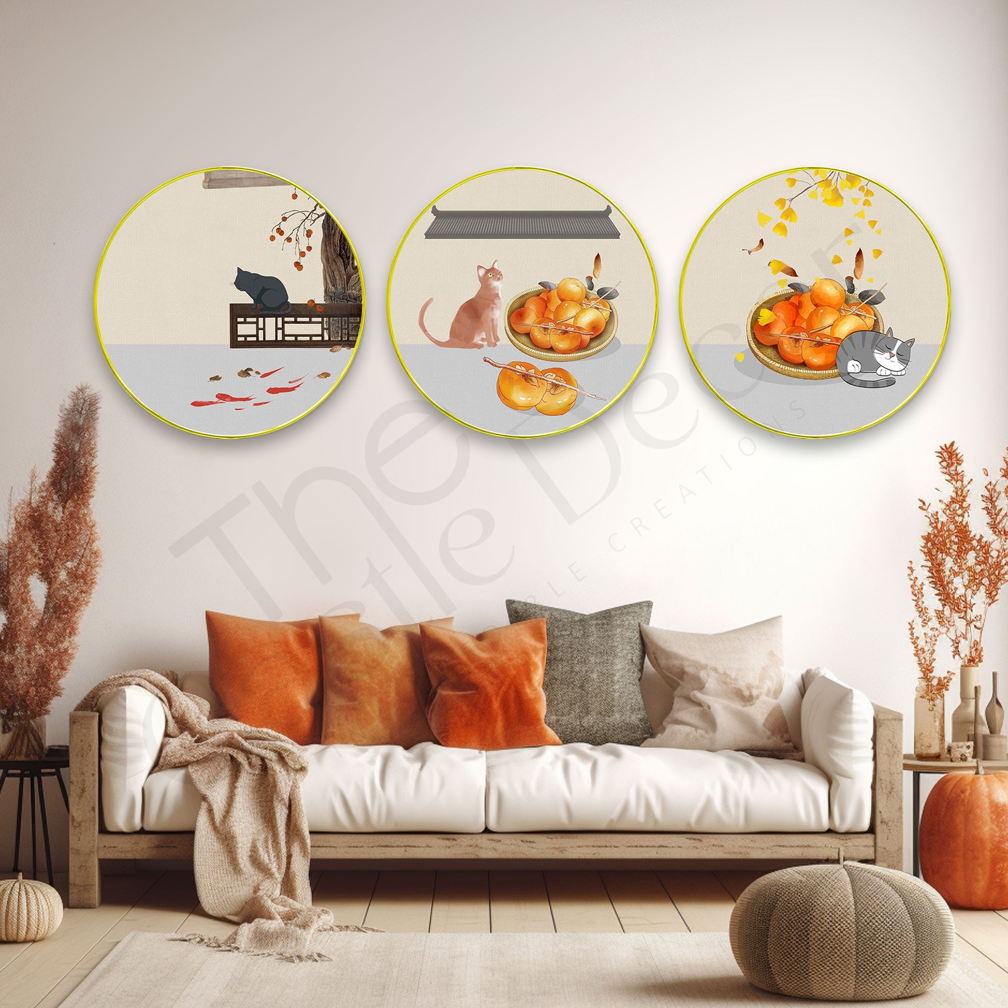 Japanese Sparkle Wooden Wall Plates Set of 3 for Home Decoration Art-62