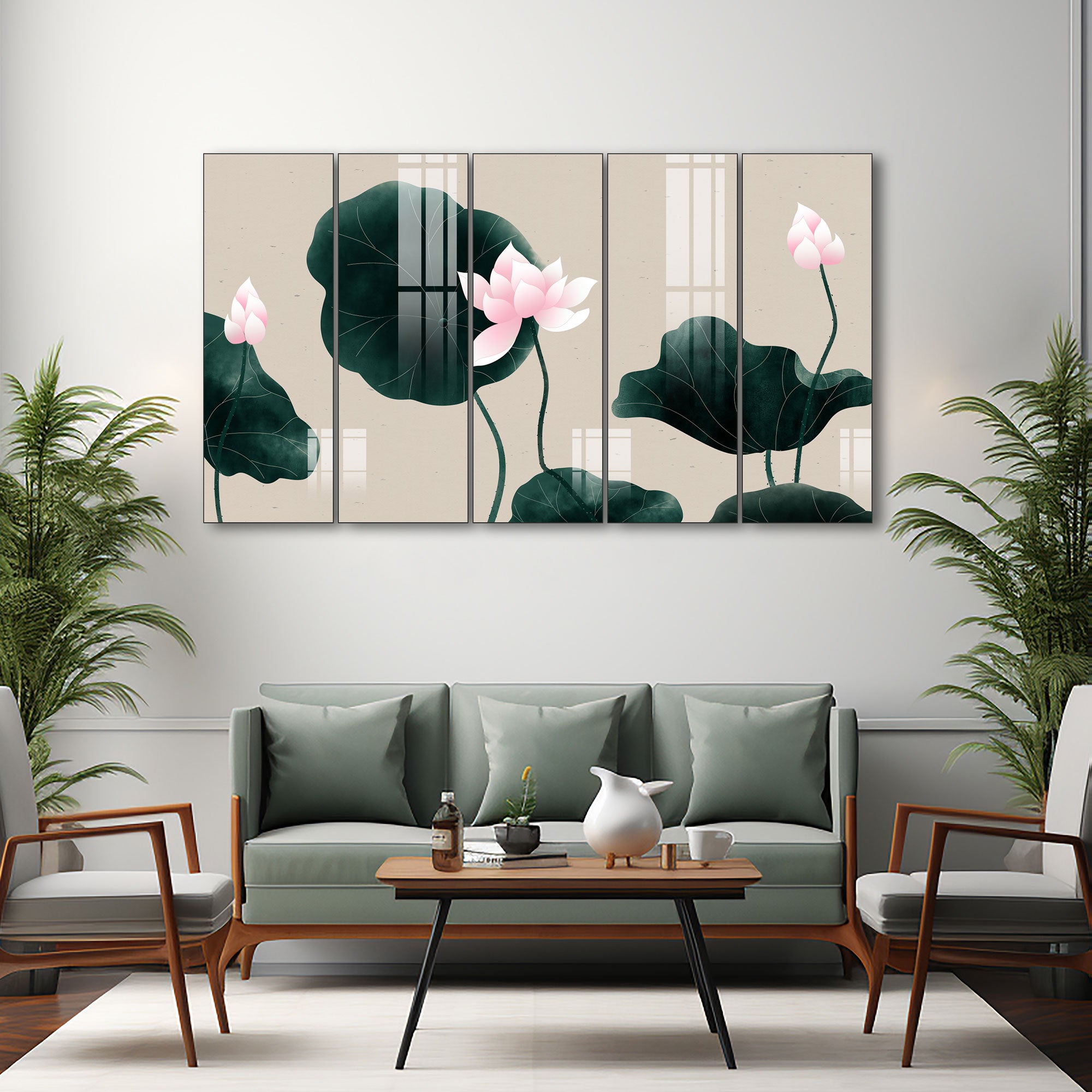Lotus Painting with frame Big Size Wall Art for living room,Bedroom,Drawing room,Hotels 27x48"