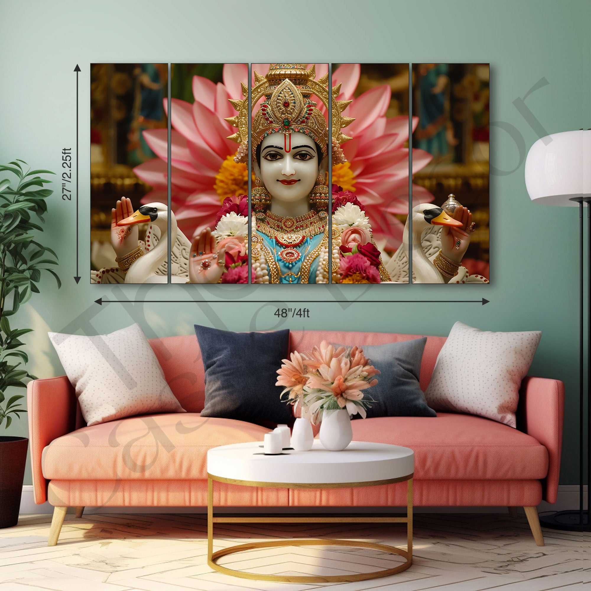Goddess Laxmi ji Painting with frame Big Size Wall Art for living room,Bedroom,Drawing room,Hotels