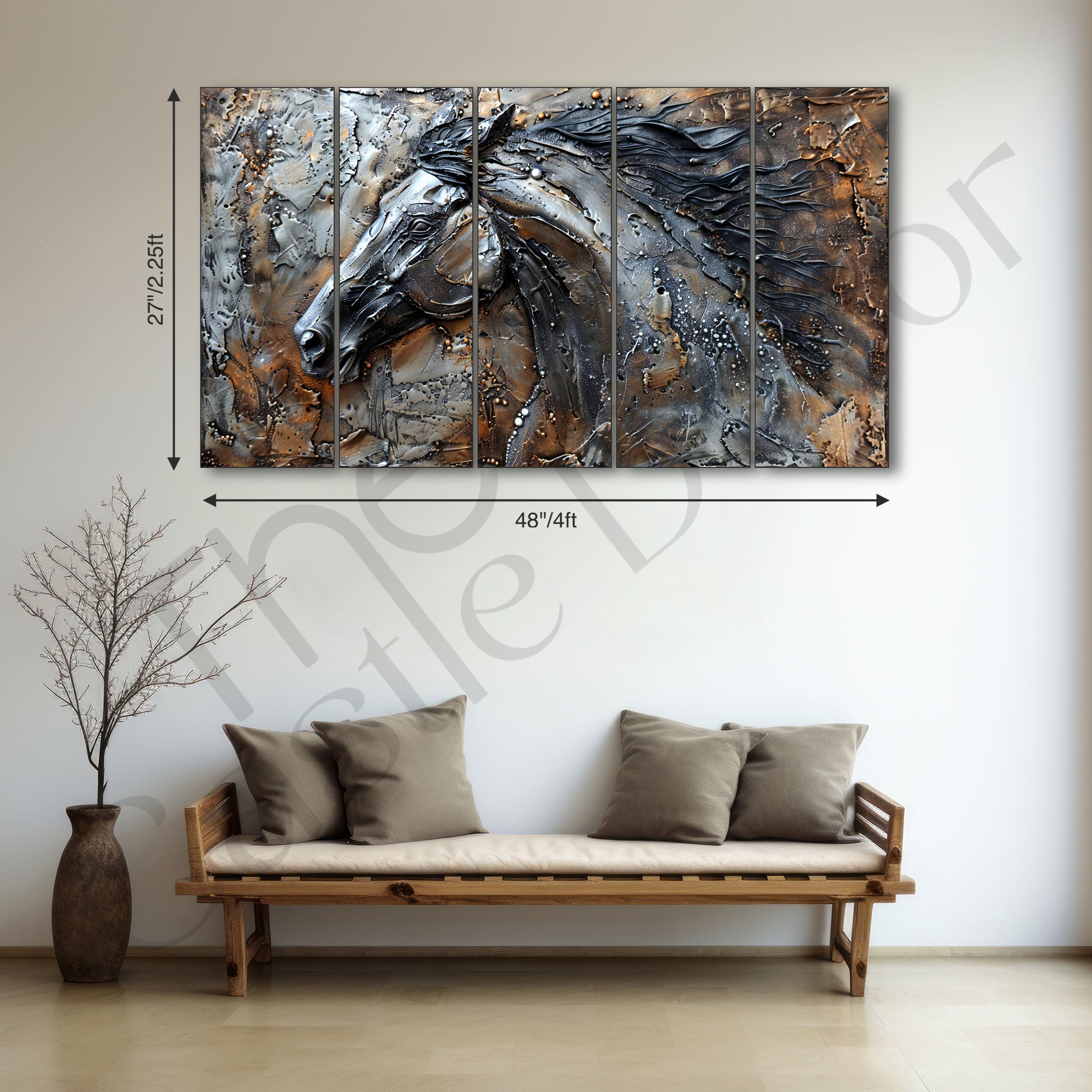 Modern Horses Painting with frame Big Size Wall Art for living room,Bedroom,Drawing room,Hotels