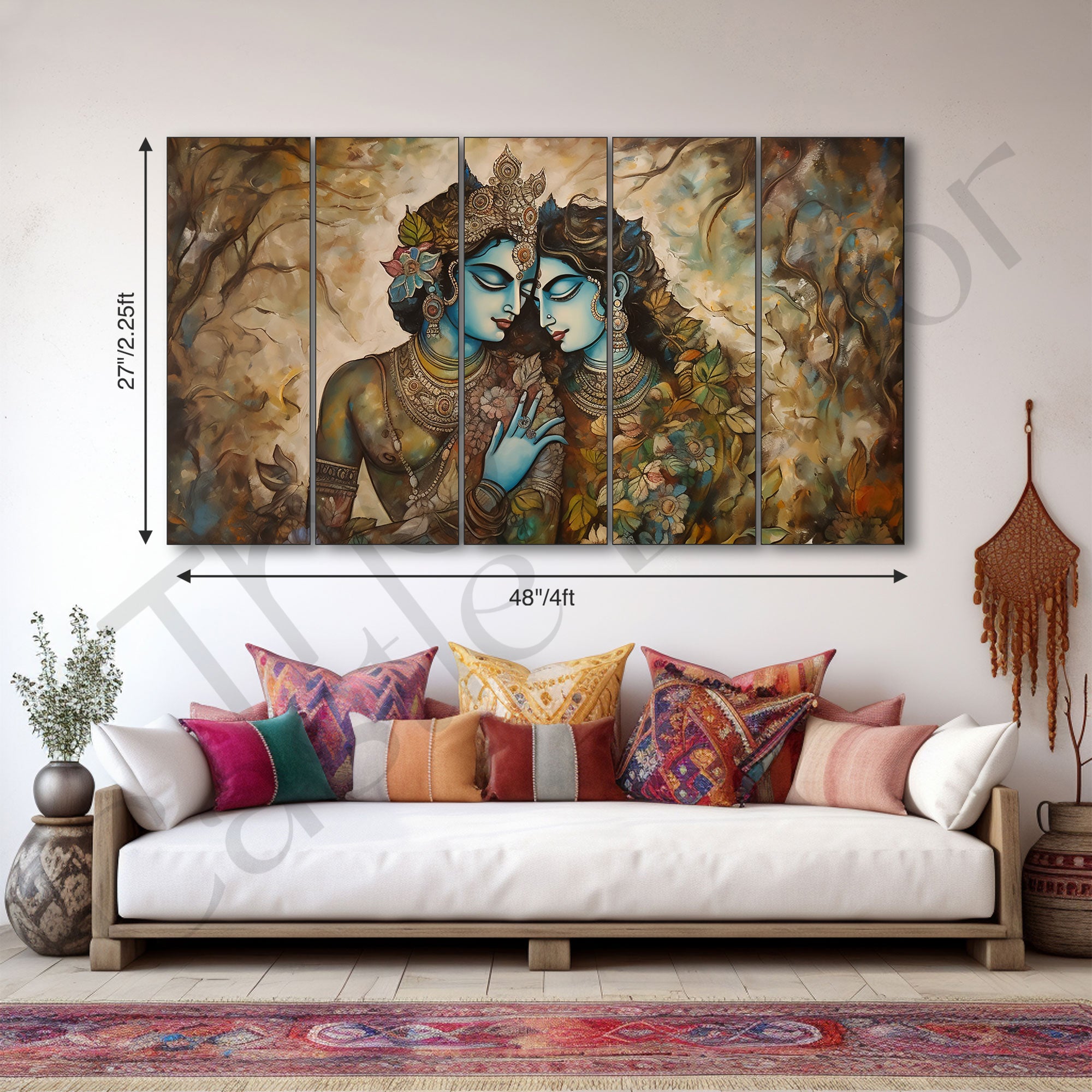 Radha Krishna Painting with frame Big Size Wall Art for living room,Bedroom,Drawing room,Hotels