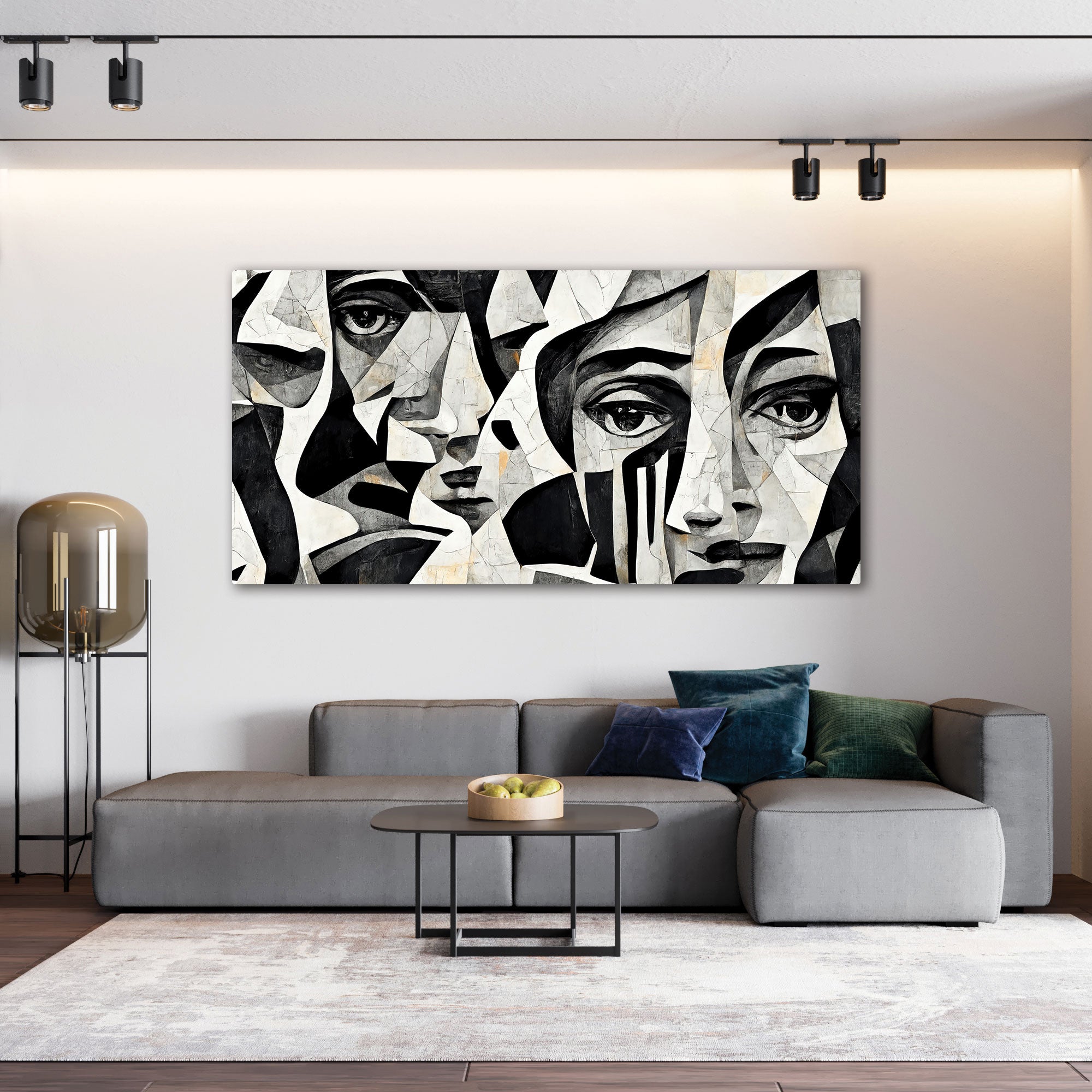 Modern faceAbstract Canvas painting with frame Big Size Wall Art for living room,Bedroom,Drawing room,Hotels