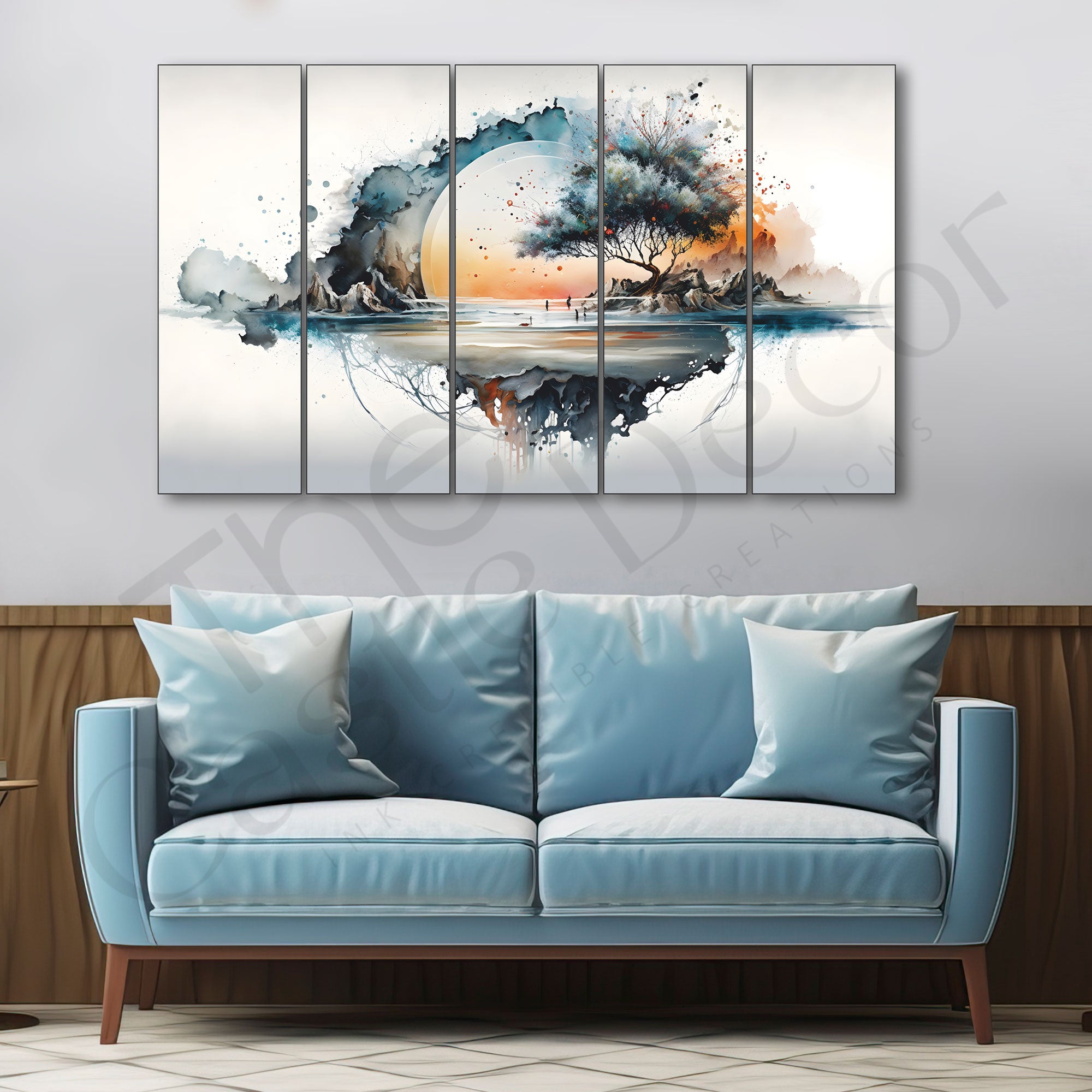 Watercolour Painting Set of 5 for Home Decoration