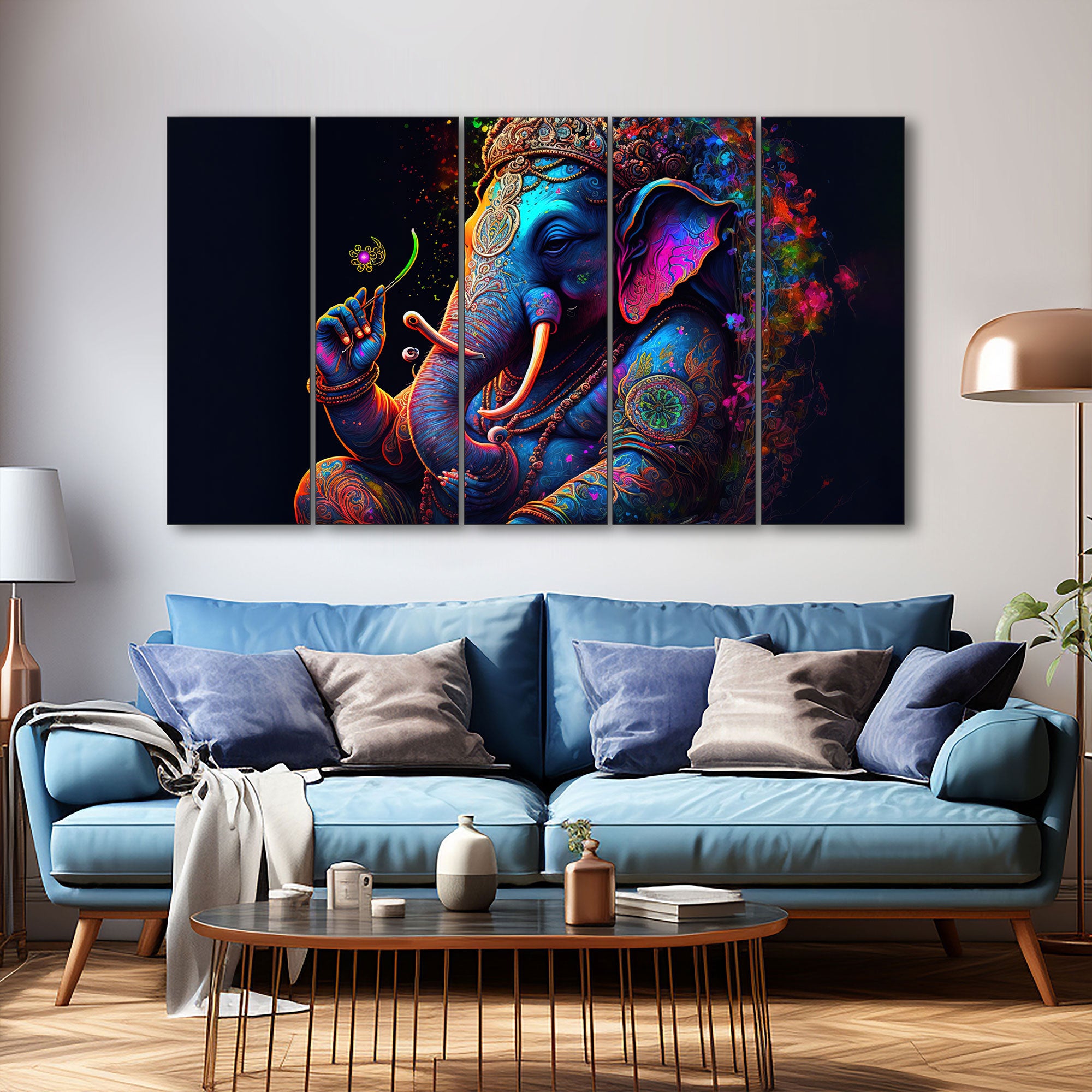 Lord Ganesha Painting with frame Big Size Wall Art for living room,Bedroom,Drawing room,Hotels