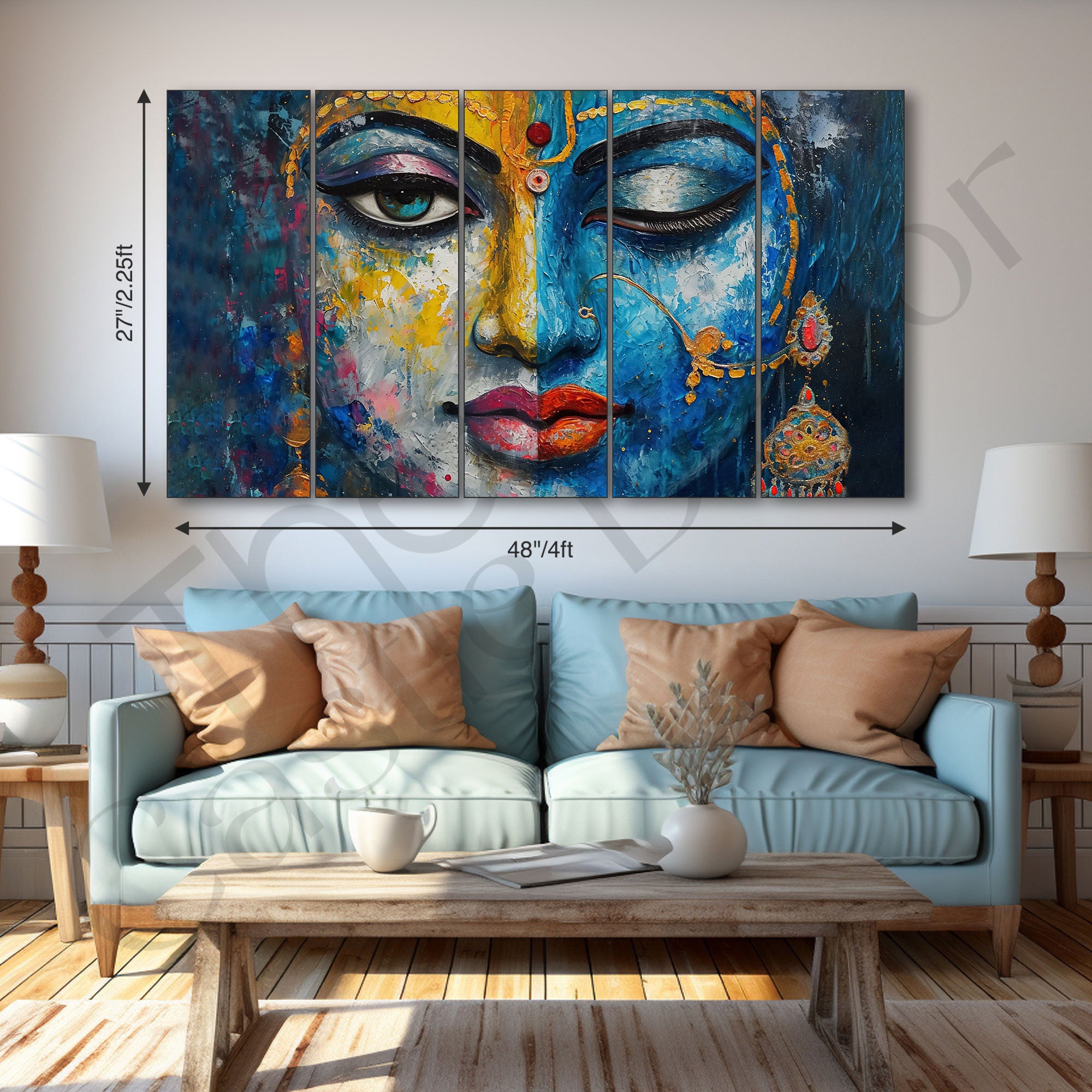 Radha Krishna Painting with frame Big Size Wall Art for living room,Bedroom,Drawing room,Hotels