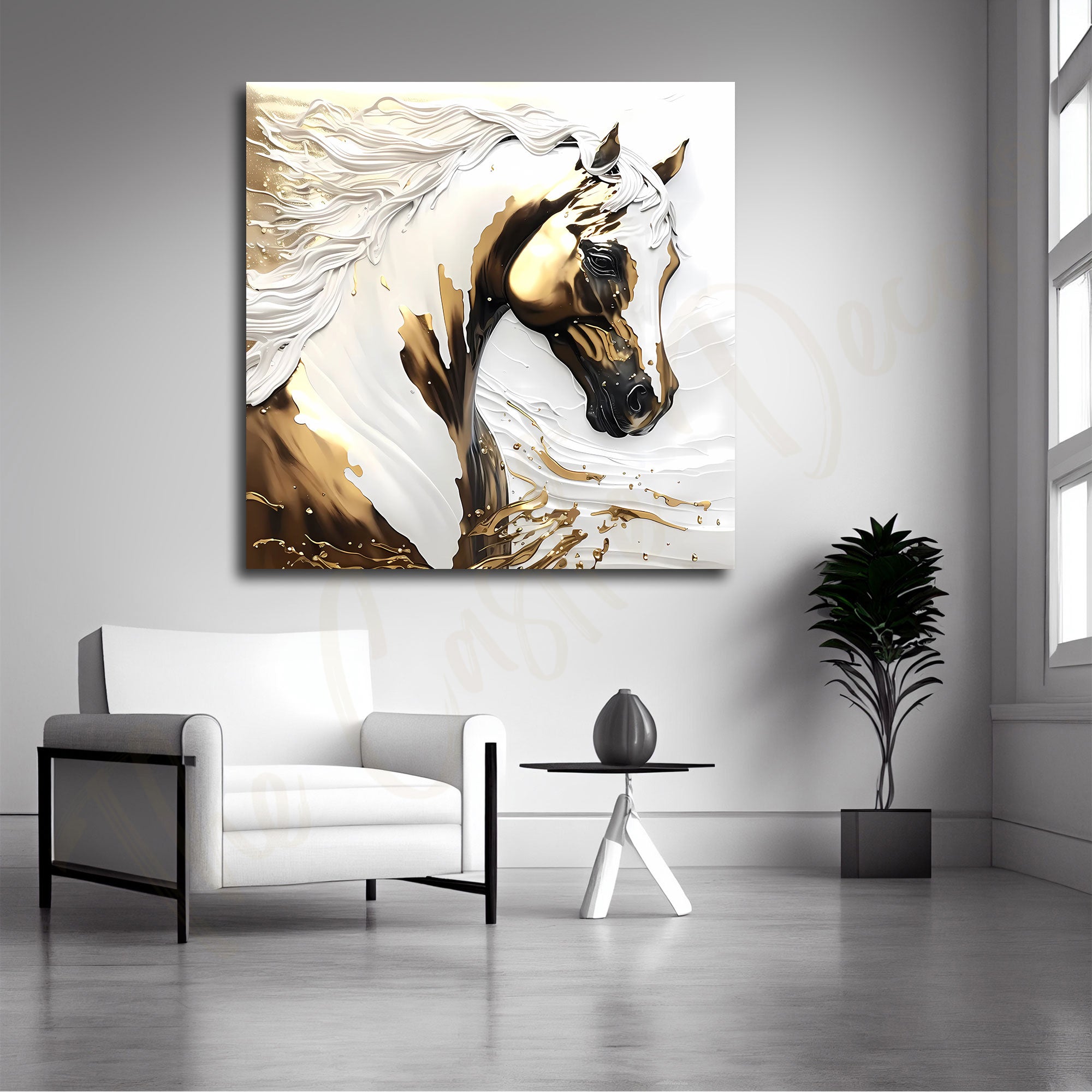 Horse vastu painting with frame Big Size Wall Art for living room,Bedroom,Drawing room,Hotels