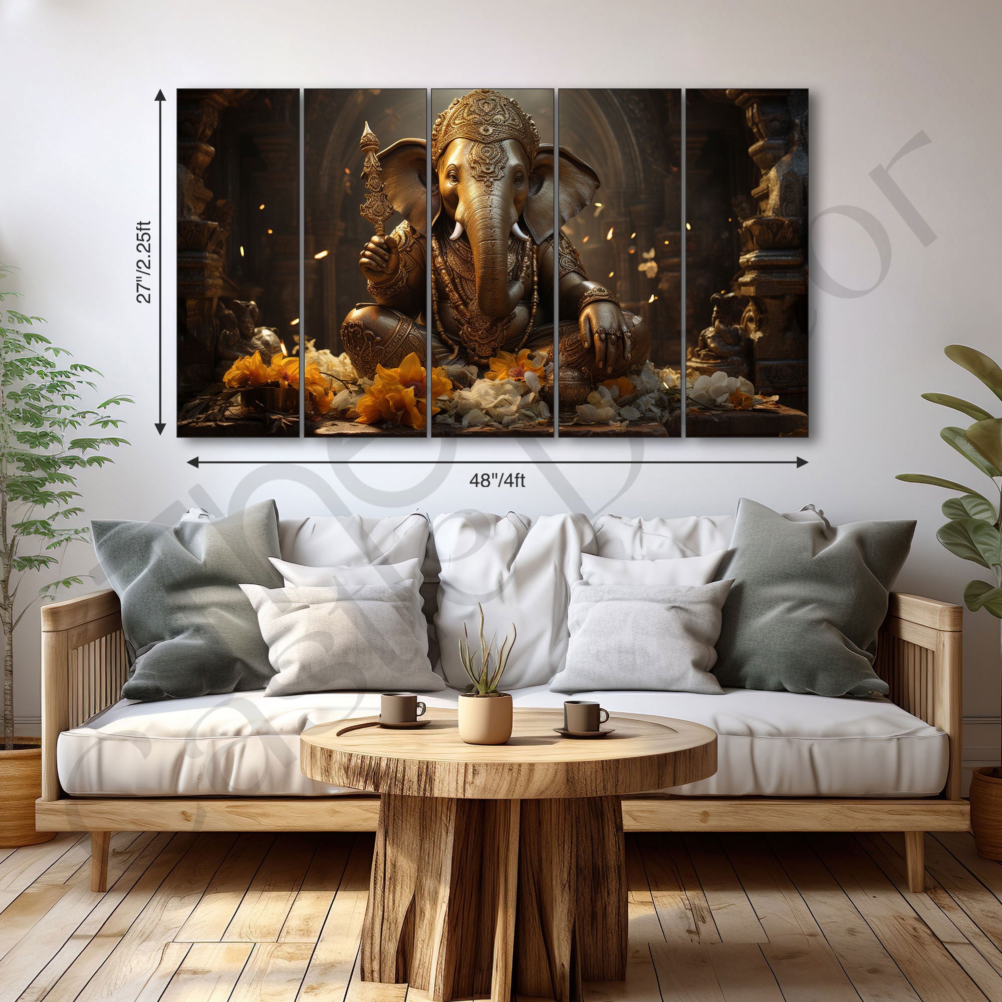 Lord Ganesha Painting with frame Big Size Wall Art for living room,Bedroom,Drawing room,Hotels