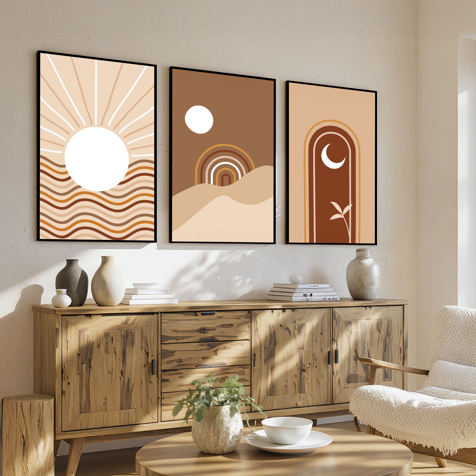 The Castle Decor Boho Wall Art for Living Room Big Size | Framed Abstract Botanical Paintings for Living Room & Bedroom | Modern Home Decoration & Perfect Gifting Option | Set of 3 (11×17 Inch Each) – 5