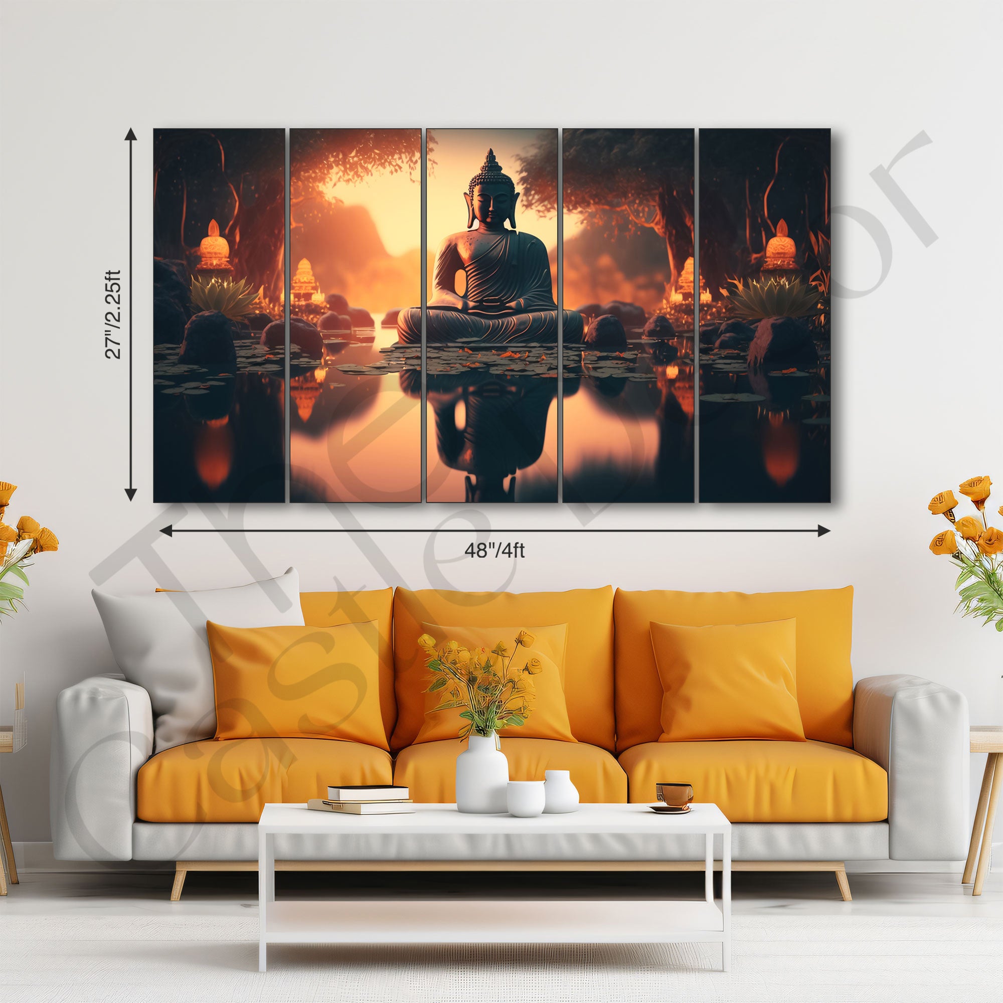 Lord Budha Painting with frame Big Size Wall Art for living room,Bedroom,Drawing room,Hotels