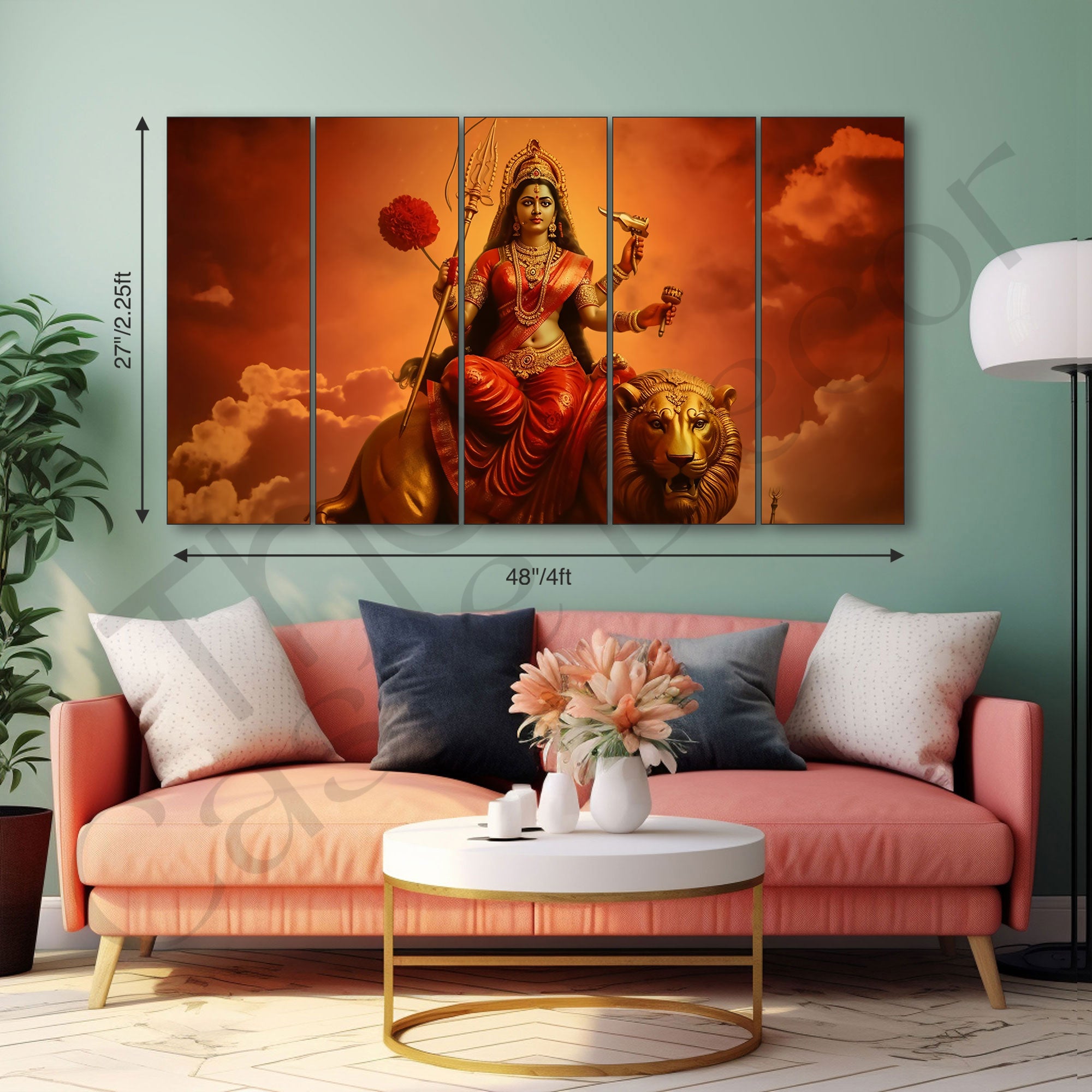 Durga Mata ji Painting with frame Big Size Wall Art for living room,Bedroom,Drawing room,Hotels