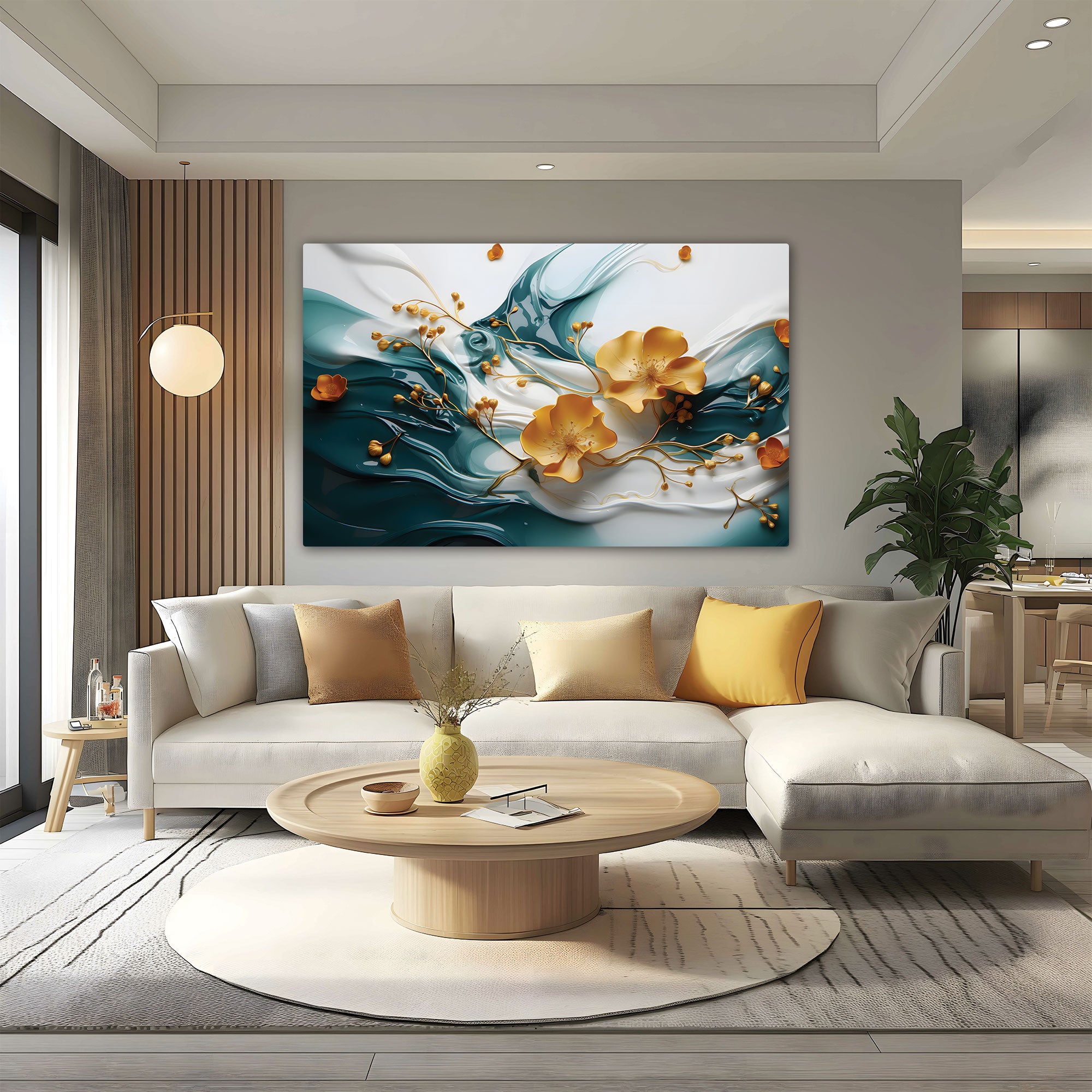 Flowers Abstract Canvas painting with frame Big Size Wall Art for living room,Bedroom,Drawing room,Hotels