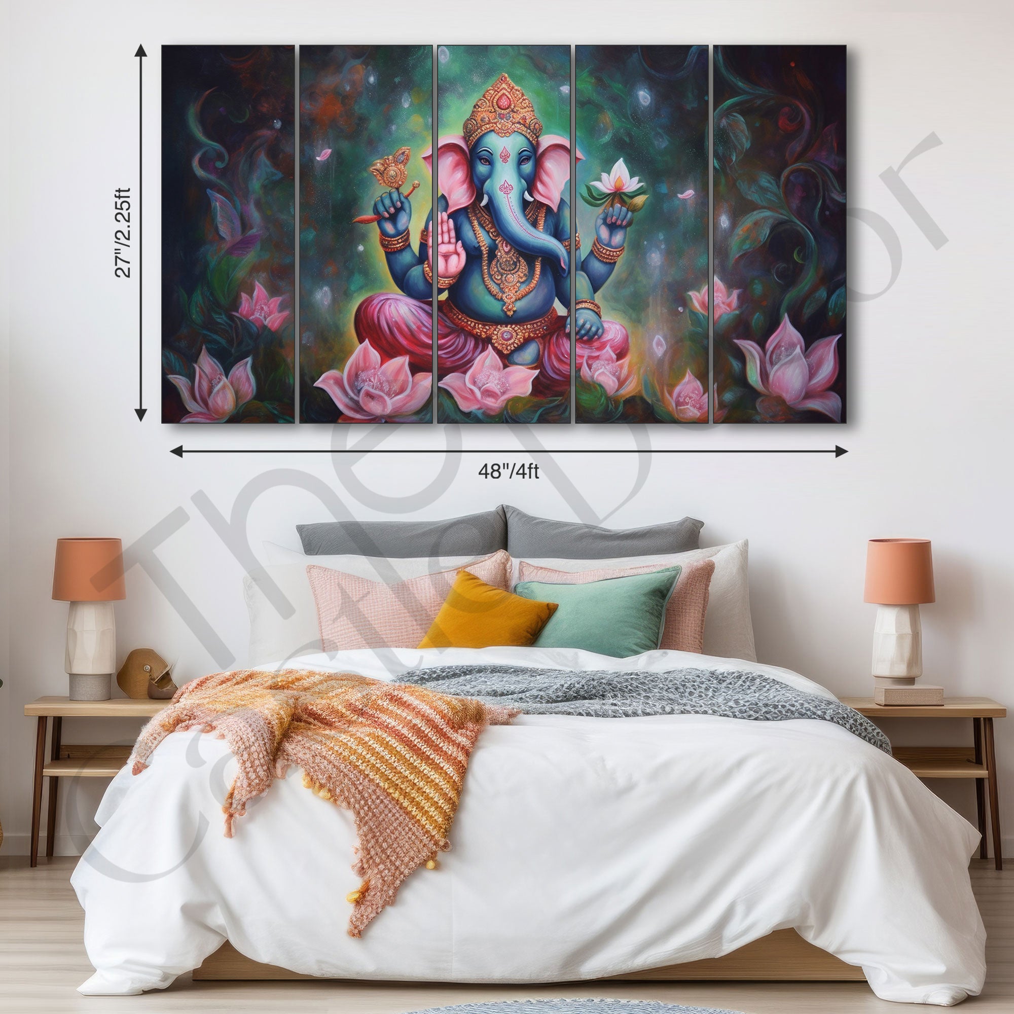 Lord Ganesha Painting with frame Big Size Wall Art for living room,Bedroom,Drawing room,Hotels