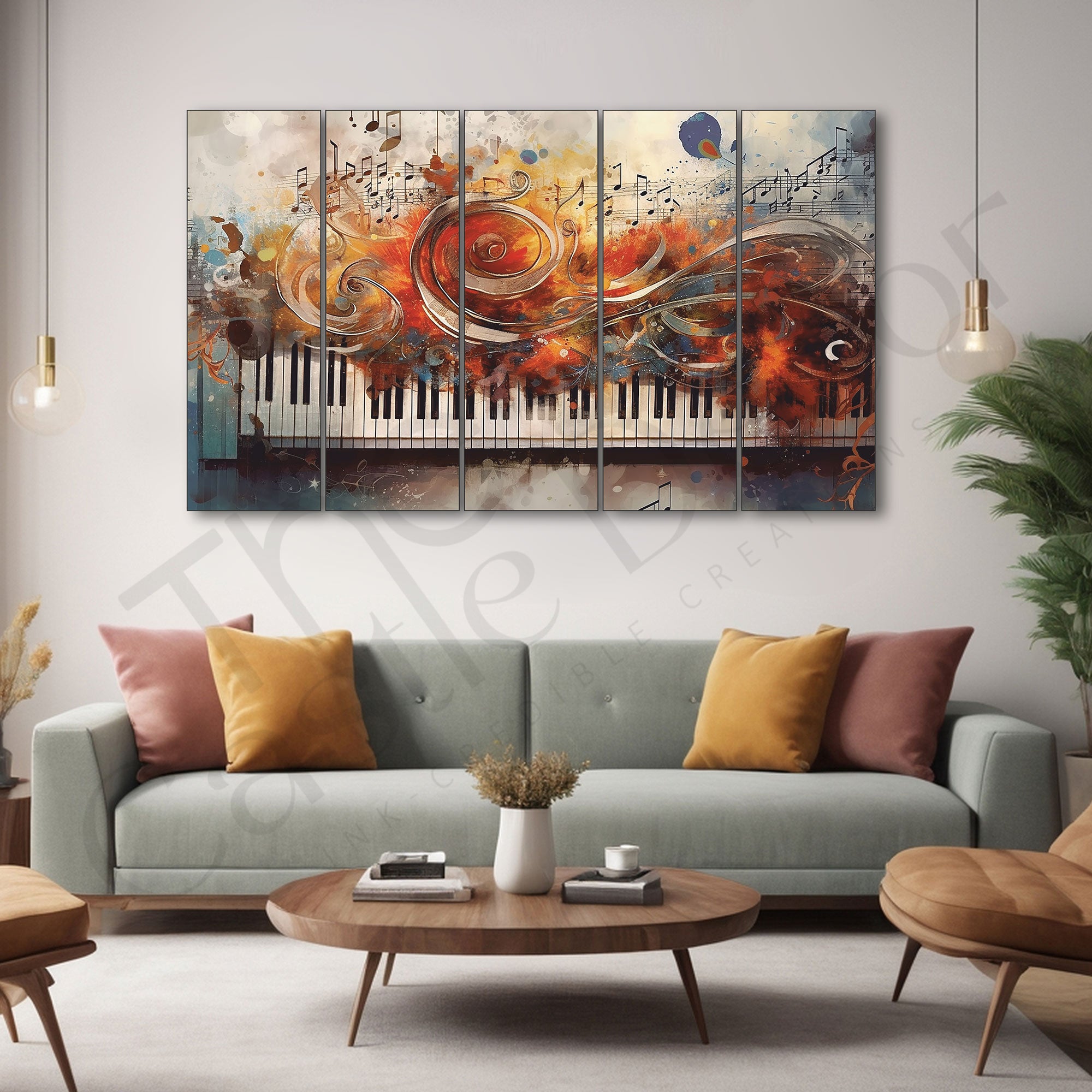 Music Piano Painting Set of 5 for Home Decoration