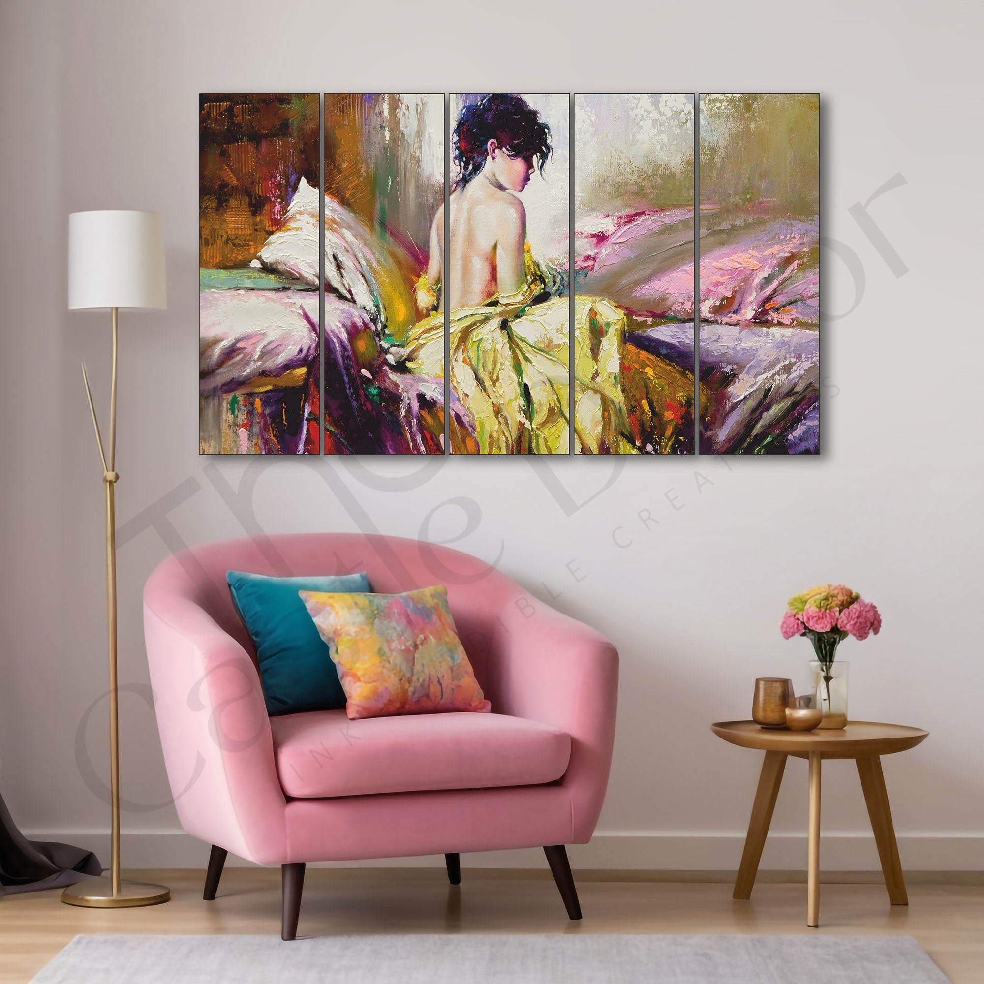 Modern Girl Painting Set of 5 for Home Decoration