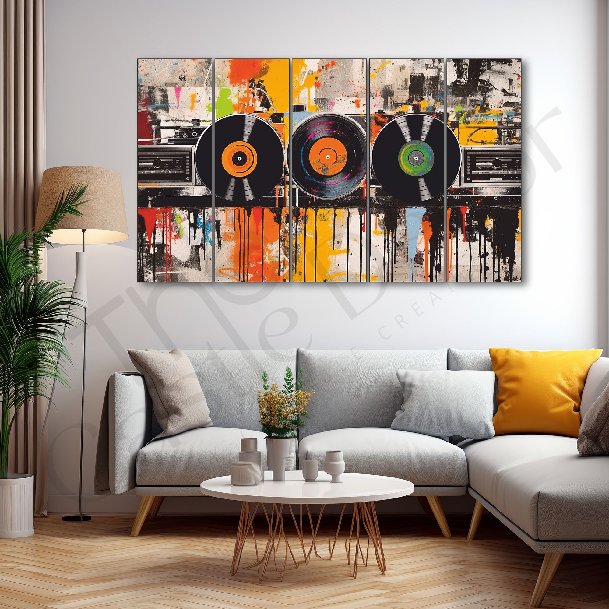 Music Retro Painting Set of 5 for Home Decoration